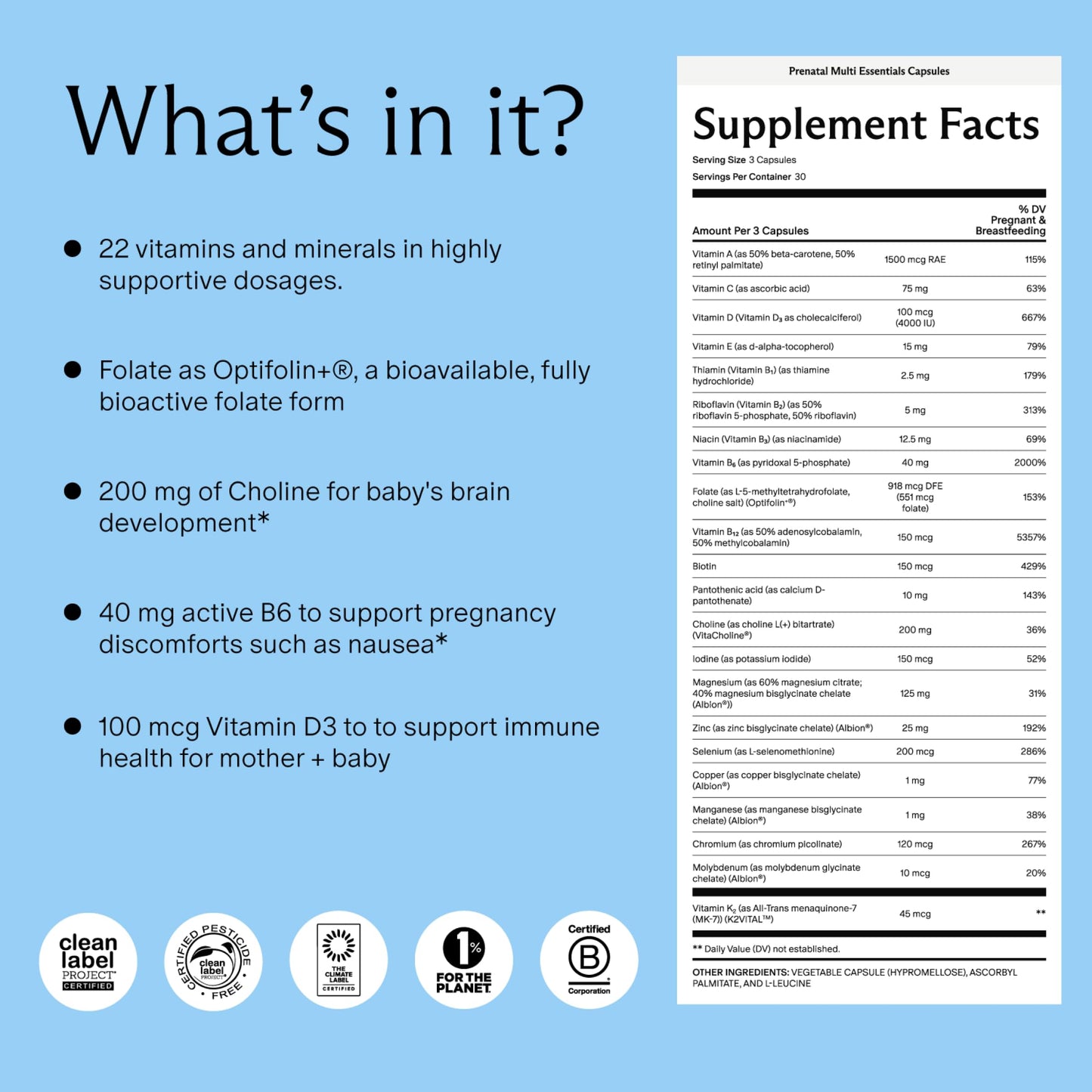 Needed. Multivitamin for Prenatal | Prenatal Multi Essentials Capsule - Pregnancy, Breastfeeding, Postpartum | Expertly-Formulated Needed.