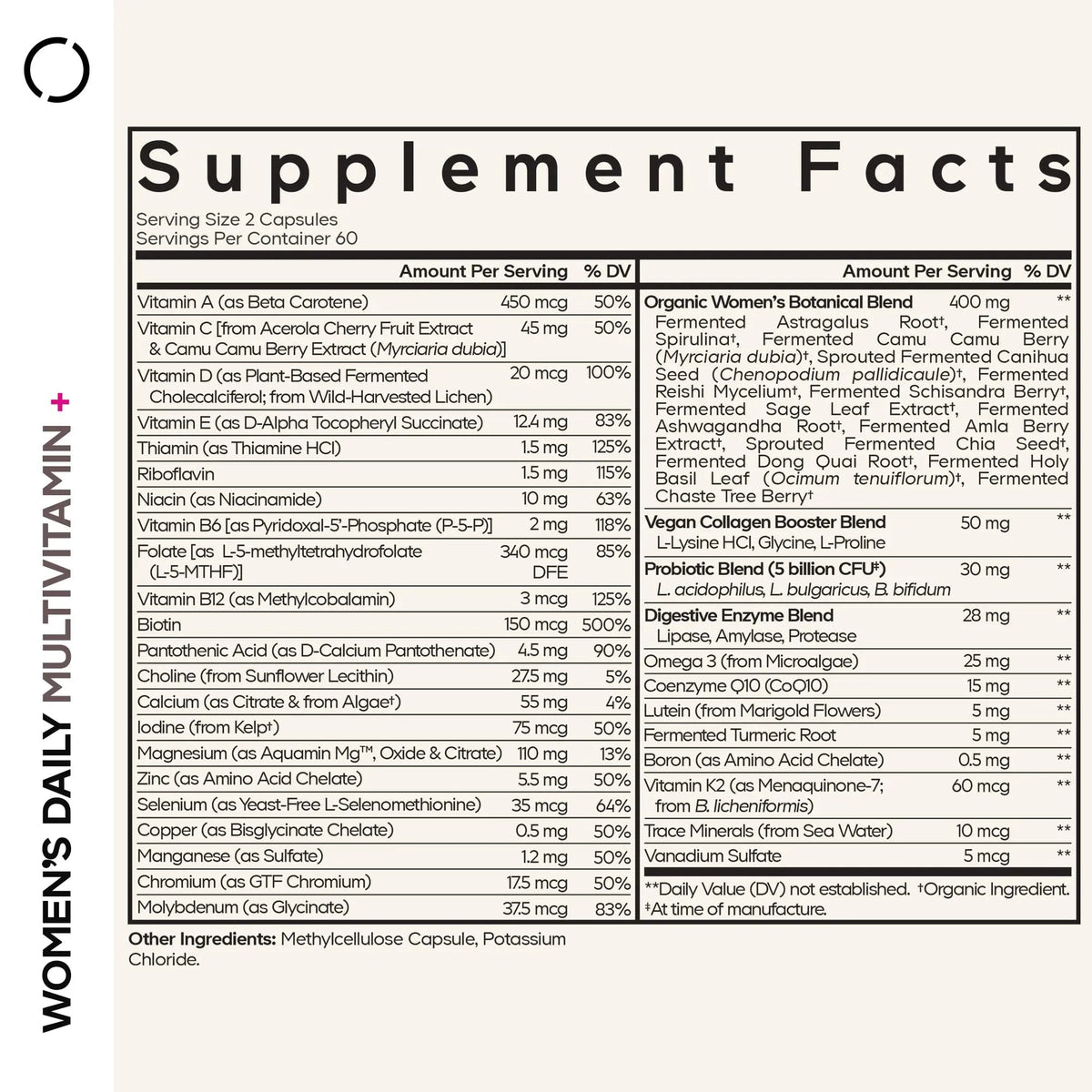 Codeage Women’s Daily Multivitamin, 25+ Vitamins & Minerals, Fermented, Organic Whole Foods, Probiotics Supplement Codeage
