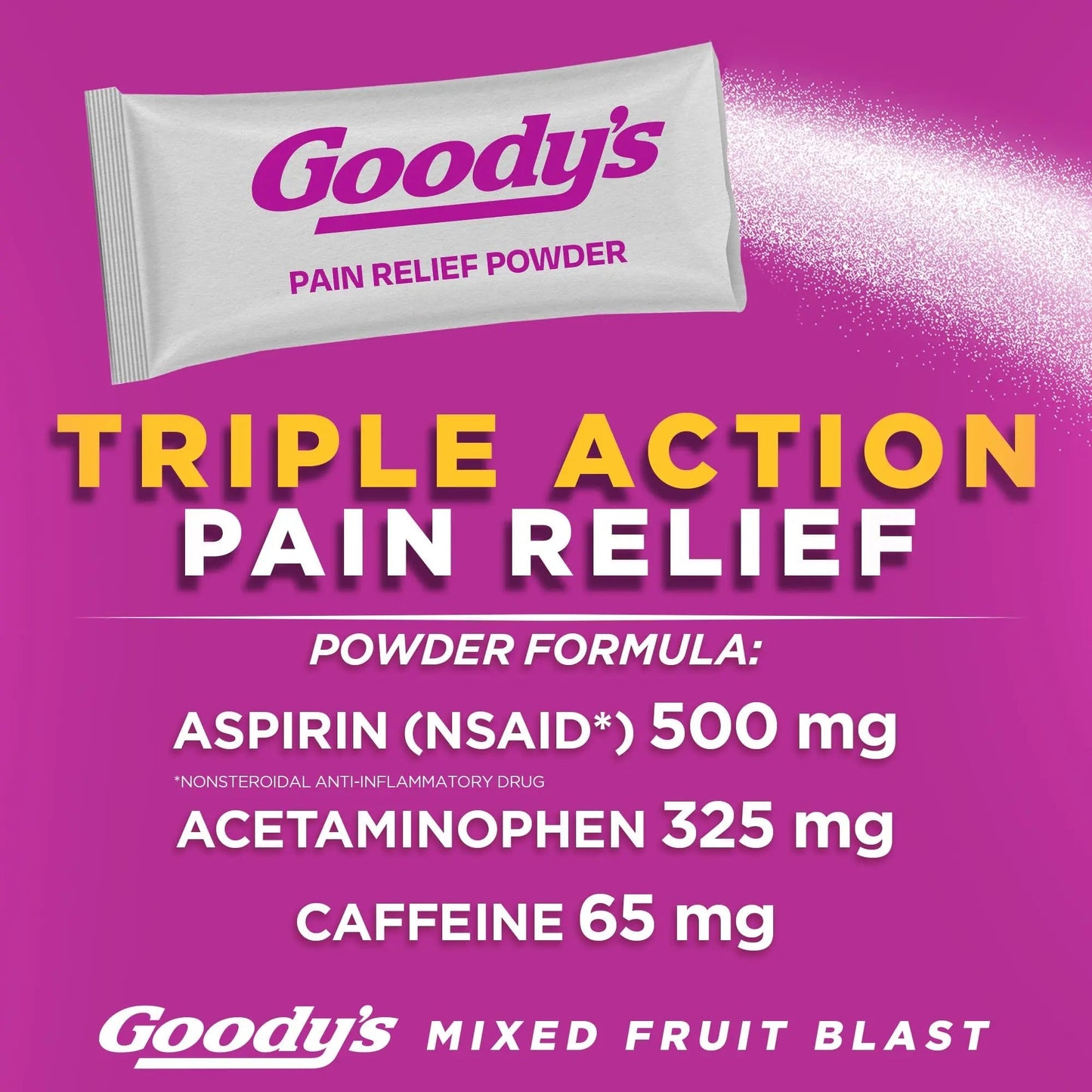 Goody's Pain Relief Powders, Extra Strength Headache Powder Mixed Fruit Blast, 24 ct (Pack of 1) Goody's
