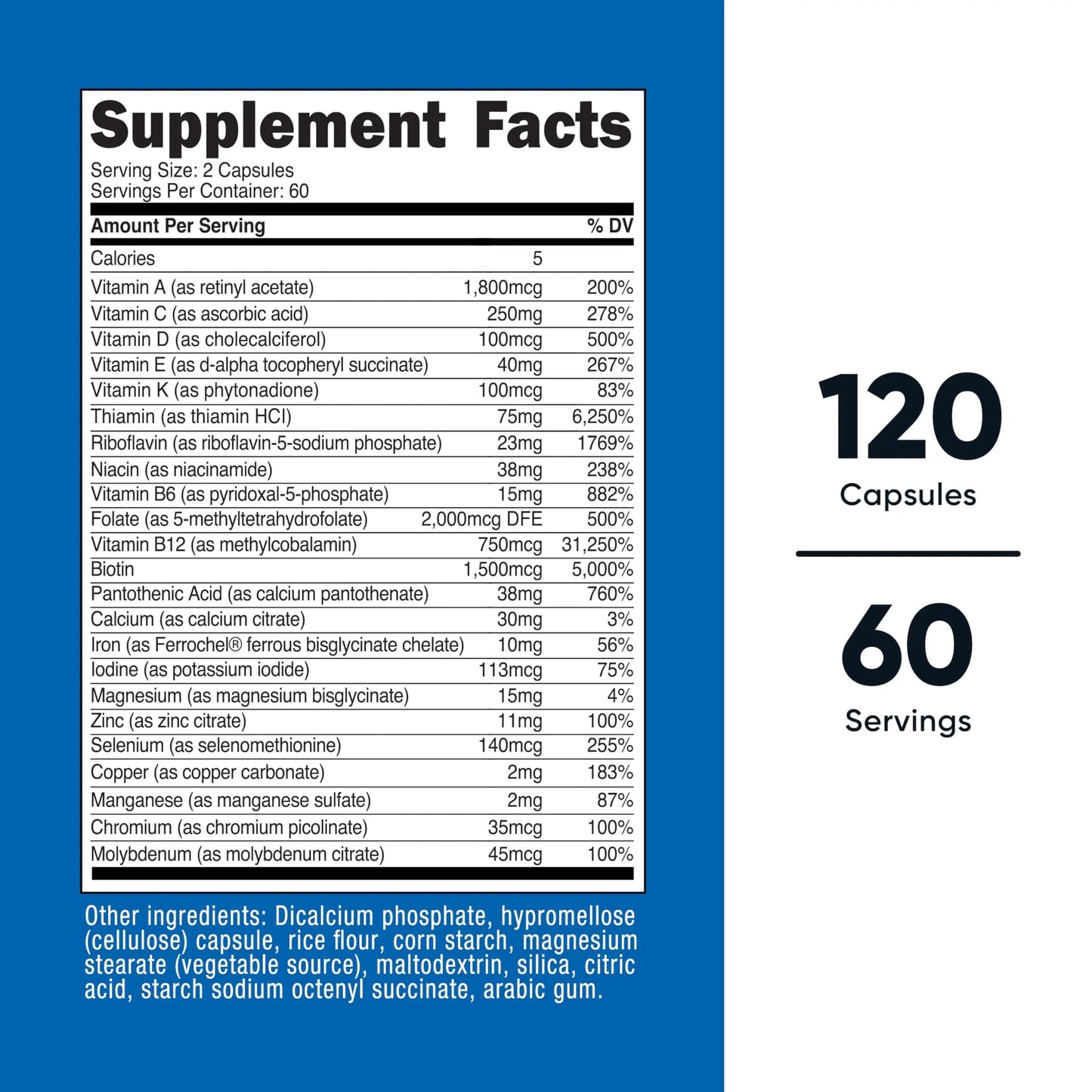 Nutricost Methylated Multivitamin 120 Capsules, 60 Servings - 23 Vitamin & Minerals Per Serving Nutricost