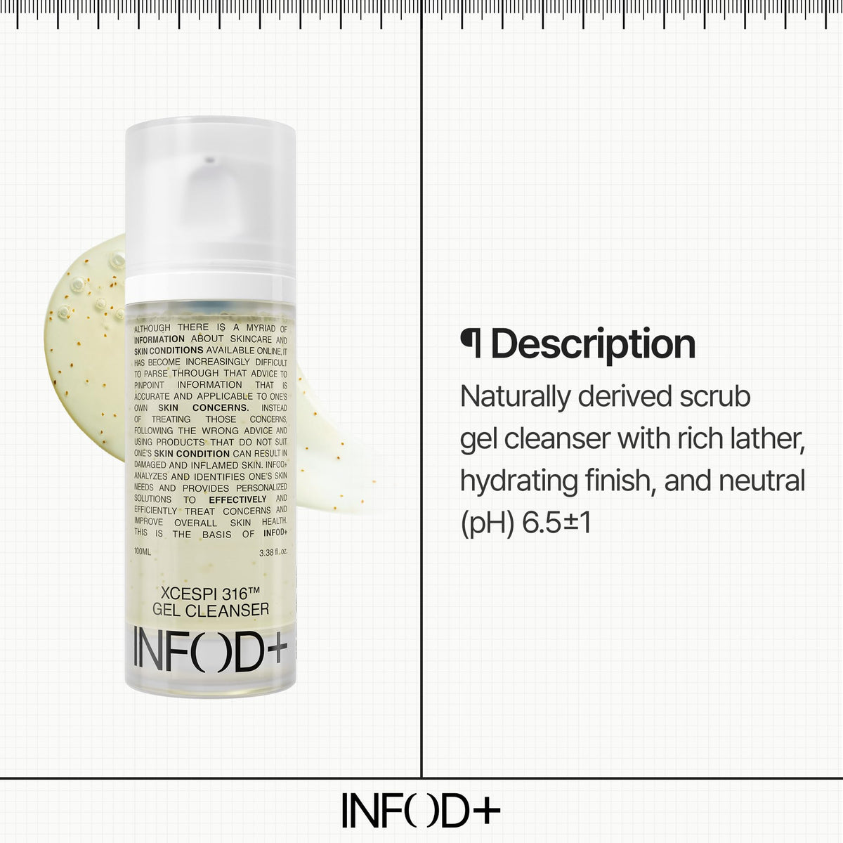INFODPLUS Gel Cleanser, Gentle Low pH Deep Cleansing, Oil Control, Pore Blackhead Removal Face Wash, Ceramide Panthenol, Hydrating Barrier Balance Korean Skincare for Sensitive Skin, 3.38 fl.oz 100ml INFOD+