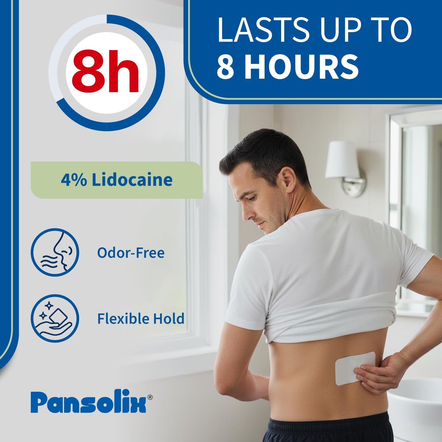 Pansolix Lidocaine Pain Relief Patches 4% | Topical Analgesic Patch | 10 x 14 cm | Skin Tone | Pack of 30 Pansolix