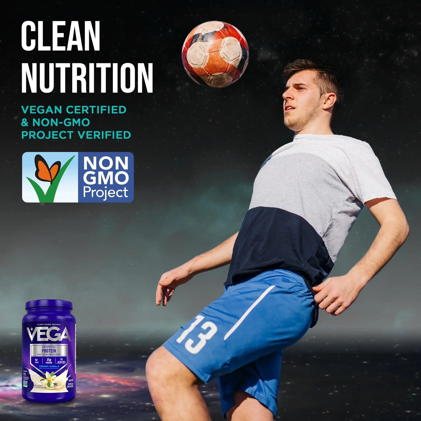 Vega Essential Protein – 25g Plant Based Protein Powder, Creamy Vanilla, Vegan for a Dairy-Free Vanilla Shake – Large Tub, 32.5oz (20 Servings) Vega