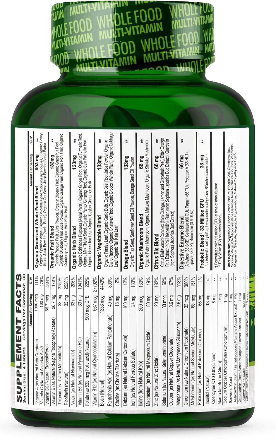 Wholesome Wellness Whole Food Multivitamin for Men - Natural Multi Vitamins, Minerals, Organic Extracts - Vegan Vegetarian - 120 Tablets Gsupps Australia