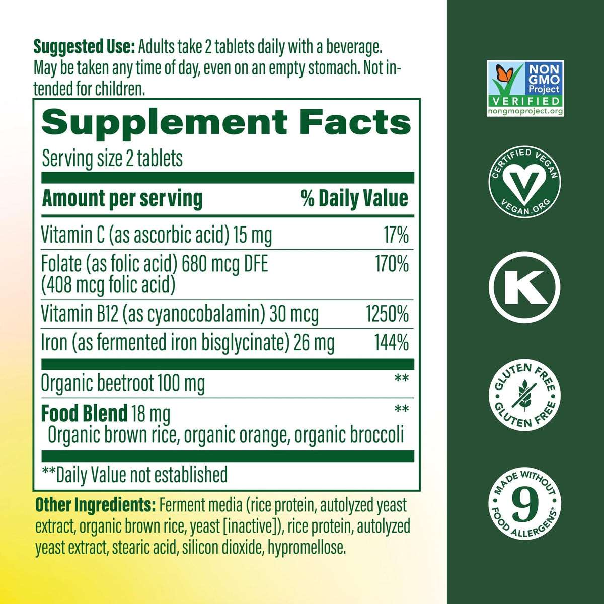 MegaFood Blood Builder Iron Supplement for Women & Men - Increase Iron Levels Without Side Effects - Combats Fatigue - Vitamin B12, Folic Acid & Vitamin C MegaFood