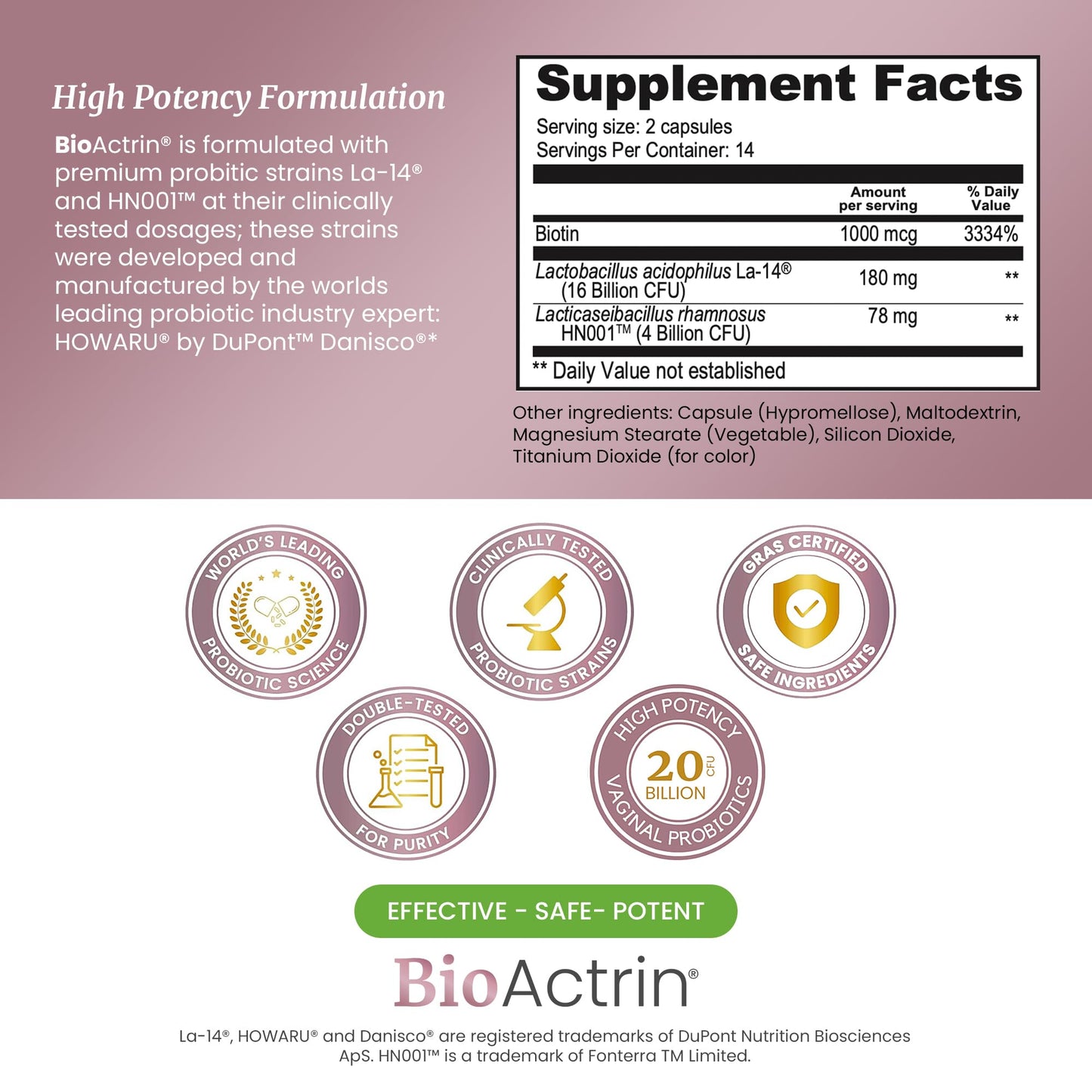 SIGNIFY NATURE Bioactrin Vaginal Probiotics for Women - Bacterial Vaginosis & Yeast Infection Treatment - BV Probiotic - pH Vaginitis Support-28 Pills SIGNIFY NATURE
