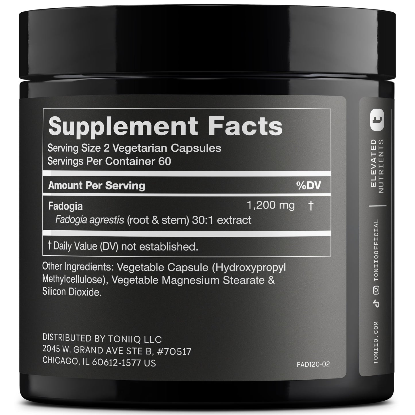 Toniiq Fadogia Agrestis - Ultra High Potency 30:1 Extract - 1200mg Per Serving - Highly Concentrated - Third-Party Lab Tested - 120 Capsules Toniiq