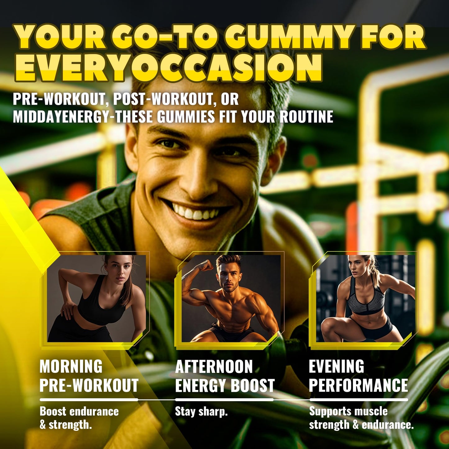GlucoBio Creatine Monohydrate Gummies (5g) – Pre-Workout Energy & Muscle Growth Support for Men & Women | Pineapple Electrolyte Gummies (135 Count) GlucoBio
