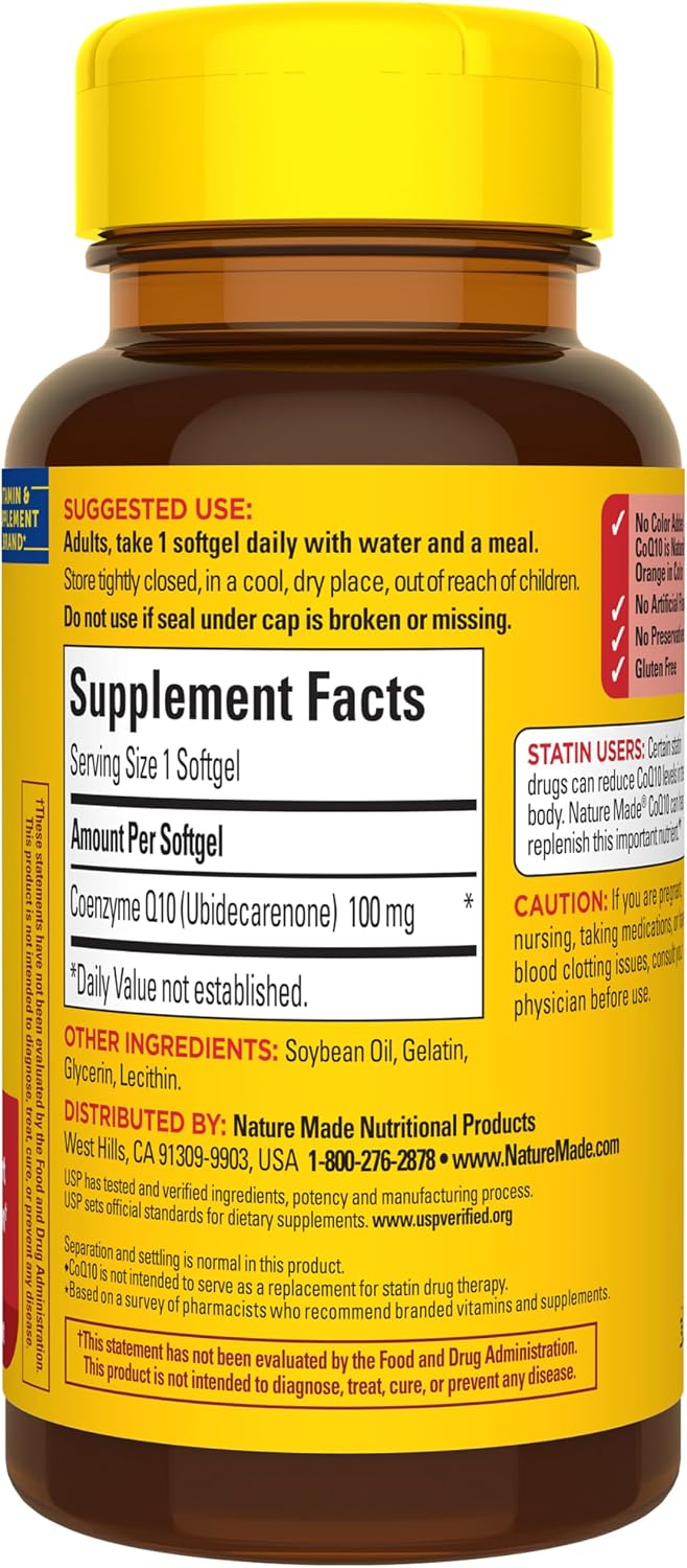 Nature Made CoQ10 100mg, 40 Liquid Softgels Gsupps Australia