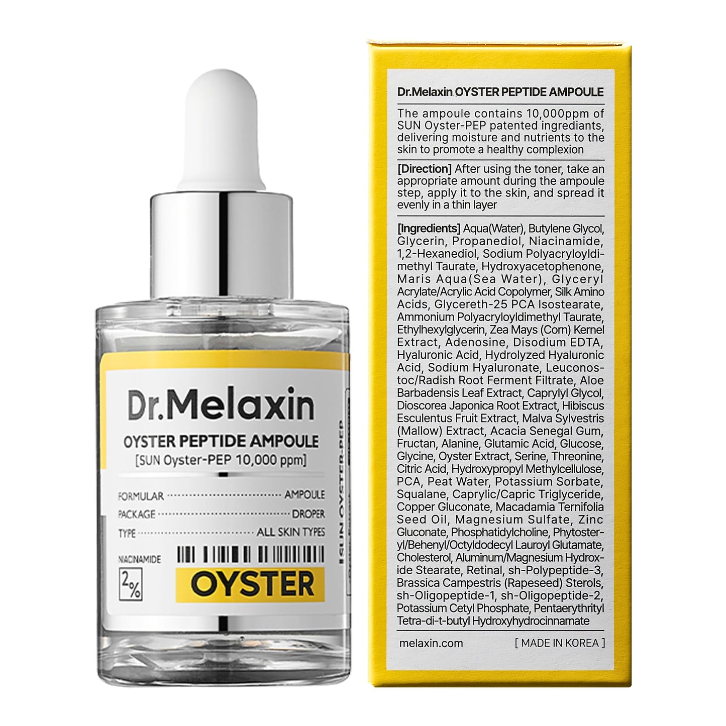 Dr.Melaxin Oyster Pep3 Renewal Ampoule for Plumping, Anti Aging, Hydrating Face | Visibly Smooth and Glowy Skin, Korean Skincare, 1.01 fl oz(30ml) Dr.Melaxin