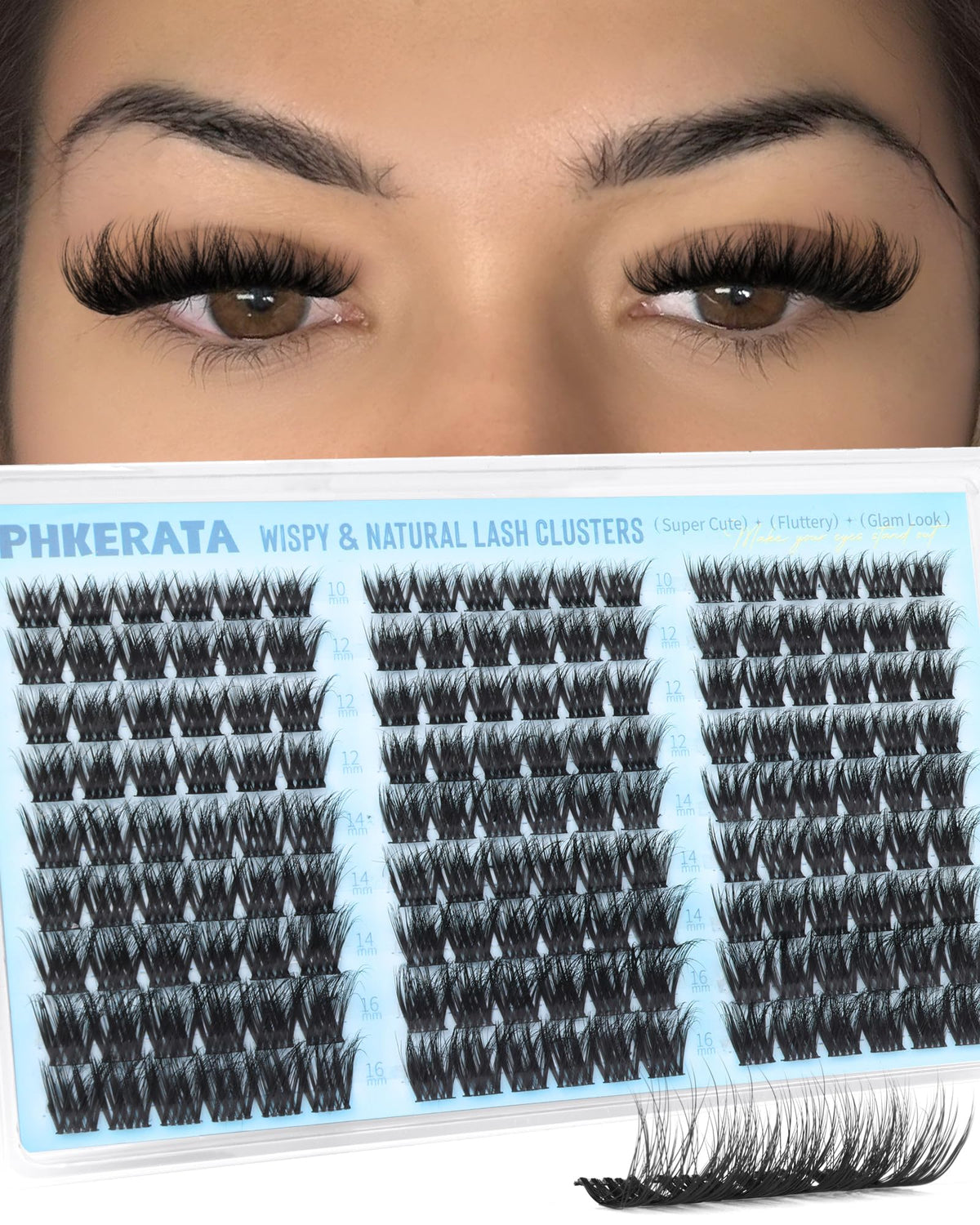 PHKERATA Fluffy Lash Clusters Wispy Eyelash Clusters Natural C Curl PHKERATA