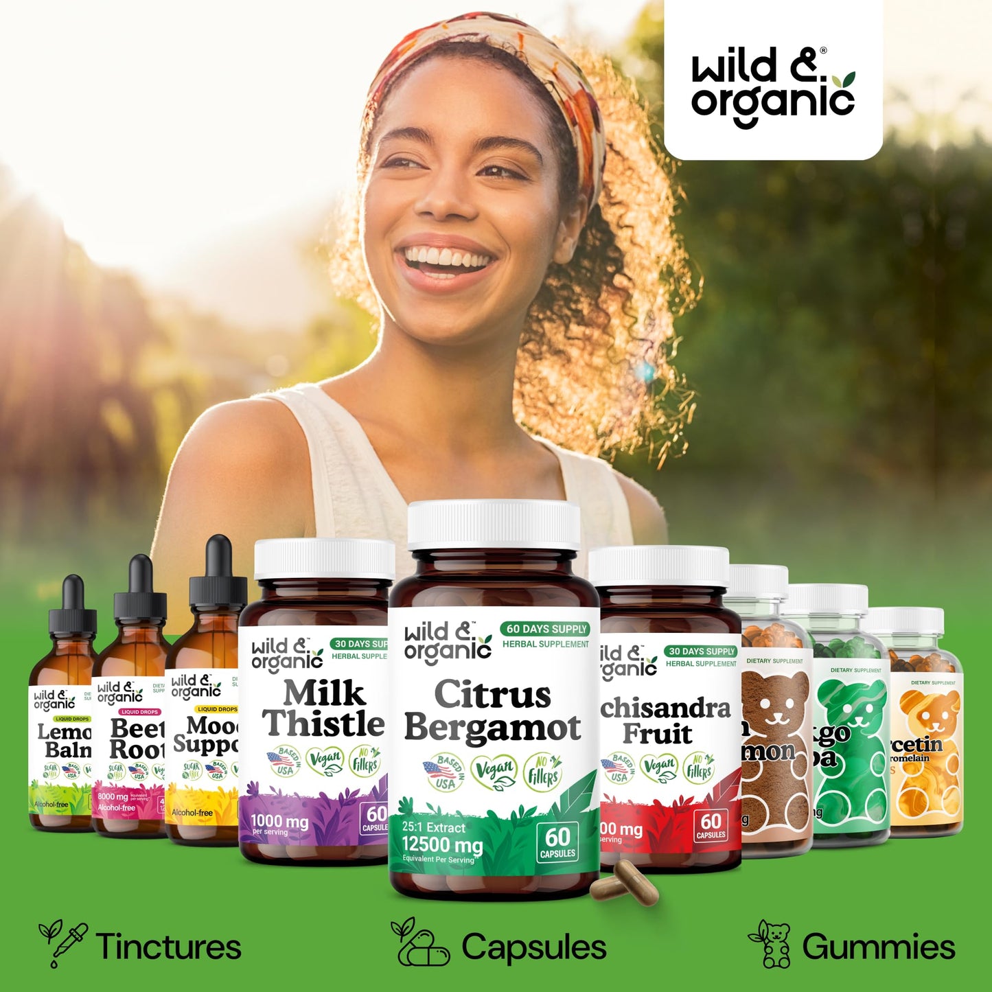 Wild & Organic Citrus Bergamot Capsules - Antioxidant & Overall Support - Citrus Bergamot Extract Capsules - Bergamia Fruit Powder Supplement Wild & Organic