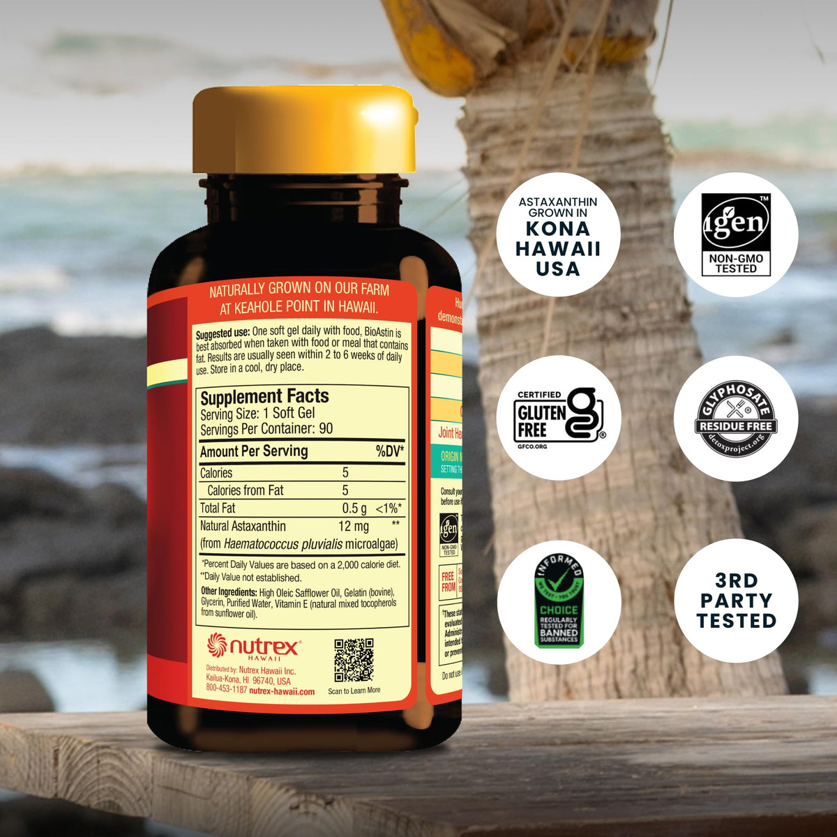 Nutrex Hawaii BioAstin Hawaiian Astaxanthin - 12mg, 90 Softgels - Farm-Direct Premium Antioxidant Supplement to Support Eye, Skin Nutrex Hawaii