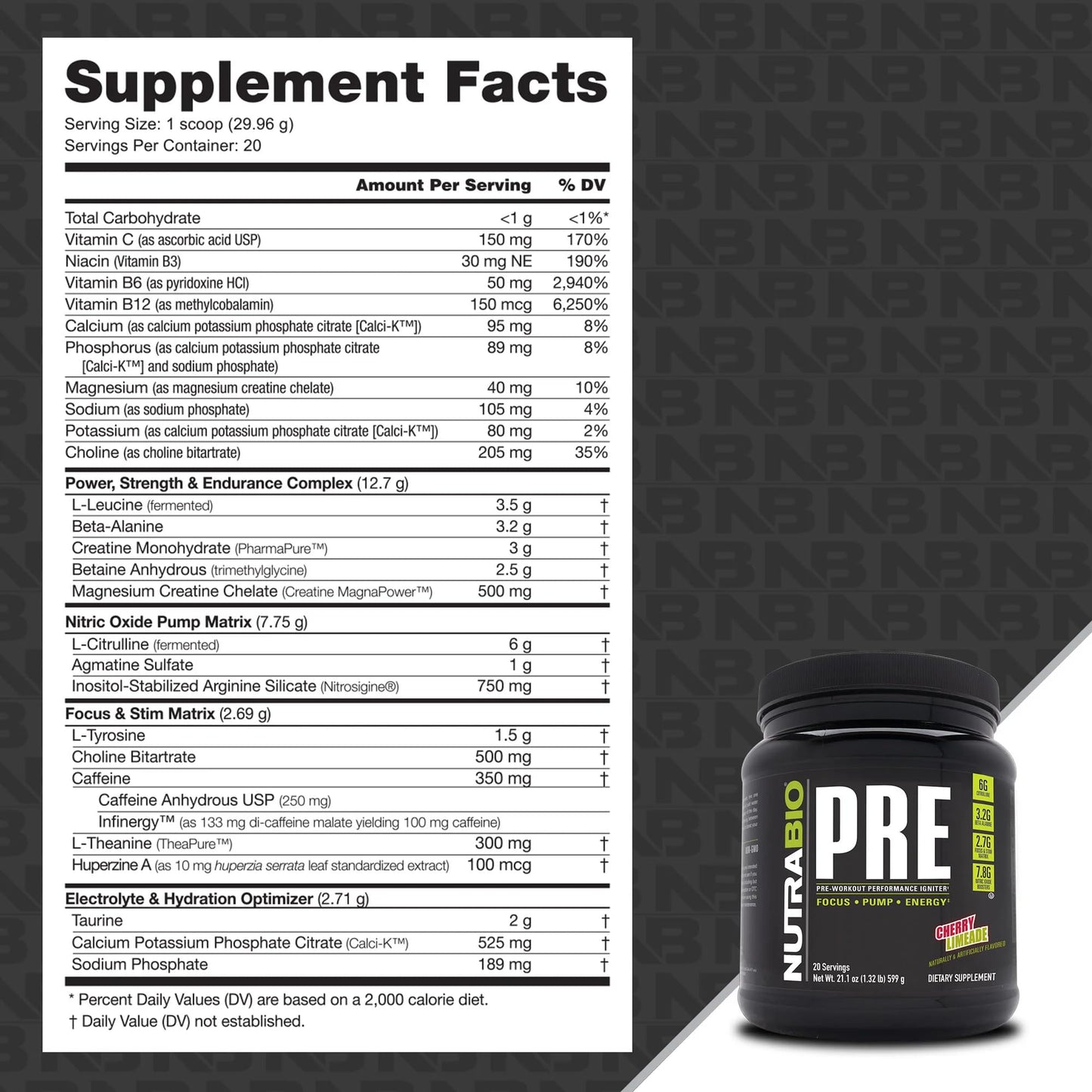 NutraBio PRE Workout V5 - (Cherry Limeade) NutraBio