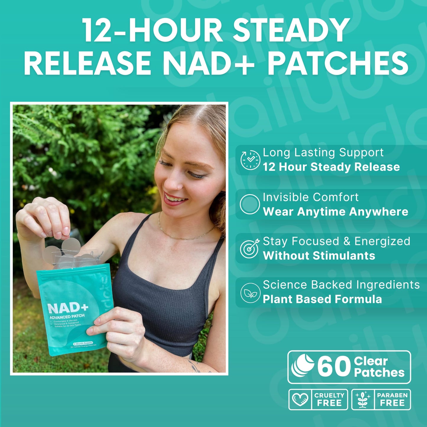 Daily Dots NAD+ Patches | Energy, Healthy Aging & Wellness Support | 12 Active Blends incl. Nicotinamide & CoQ10 | Time Release Patch | for Men & Women (60 Patches) Daily Dots