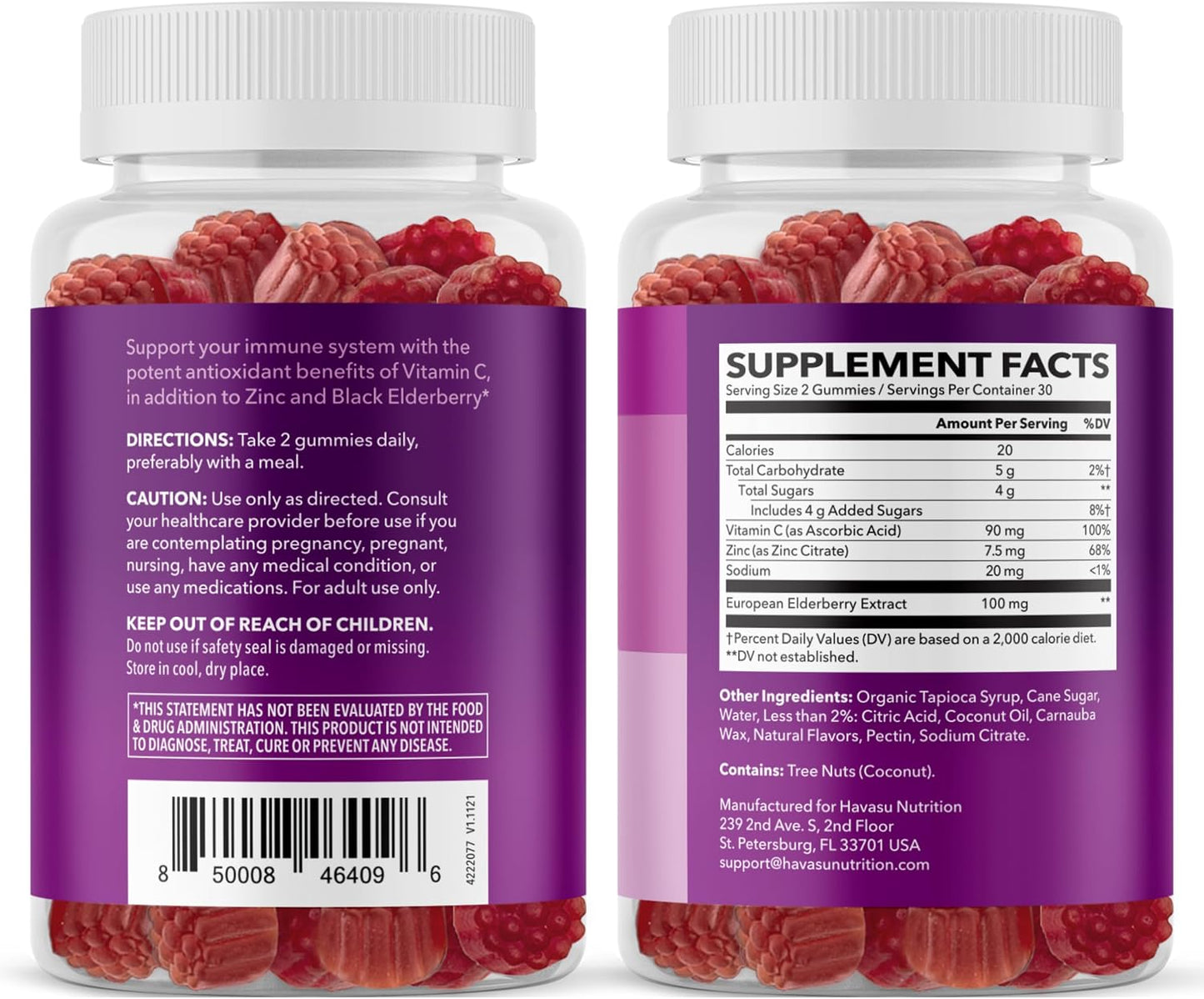 Sambucus Elderberry Gummies with Vitamin C & Zinc, Berry, 30 Servings | Vegan, Non-GMO, Gluten Free Elderberry Gummies, 100mg Extract Per Serving for Immune Support and Wellness Defense, 60 Count Gsupps Australia