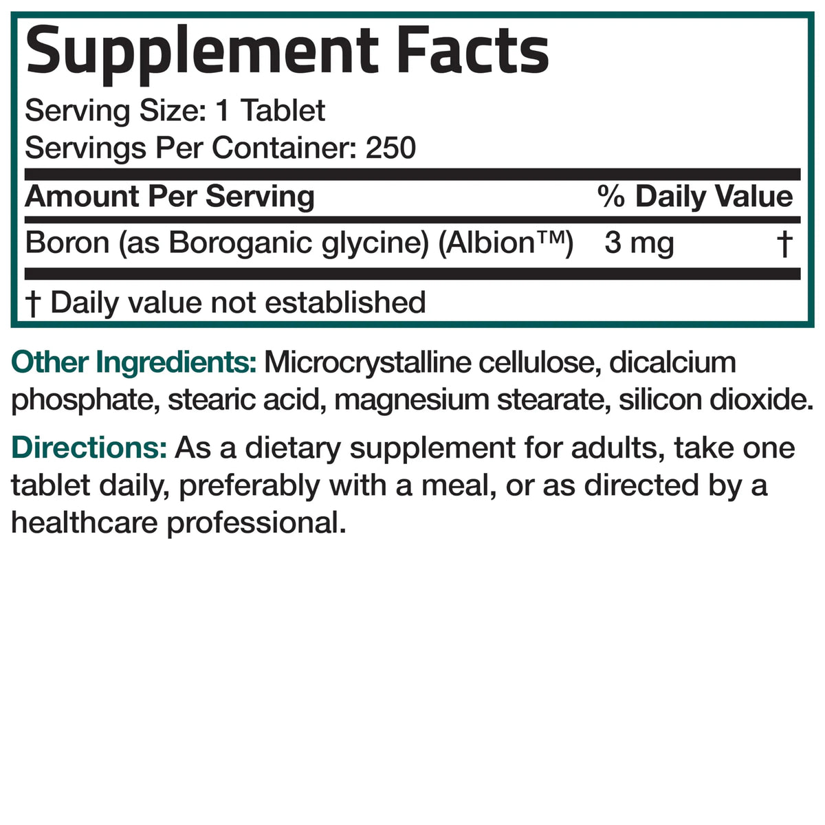 Bronson Boron 3 MG Chelated Superior Absorption Supports Bone Health Trace Mineral, Non-GMO, 250 Vegetarian Tablets Bronson