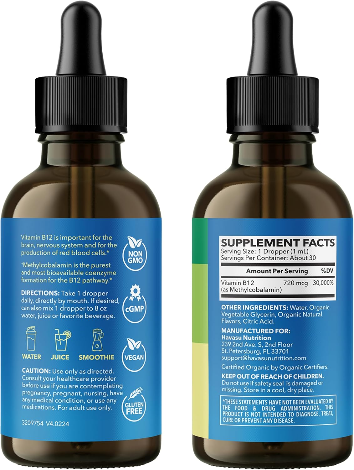 Organic Vitamin B12 Liquid Drops, Strawberry, Enhanced Energy, 1 Fl Oz | USDA Organic Vitamin B12 Liquid Drops, Highly Bioavailable Methylcobalamin for Nervous System Support, 30 Servings, Non-GMO Gsupps Australia