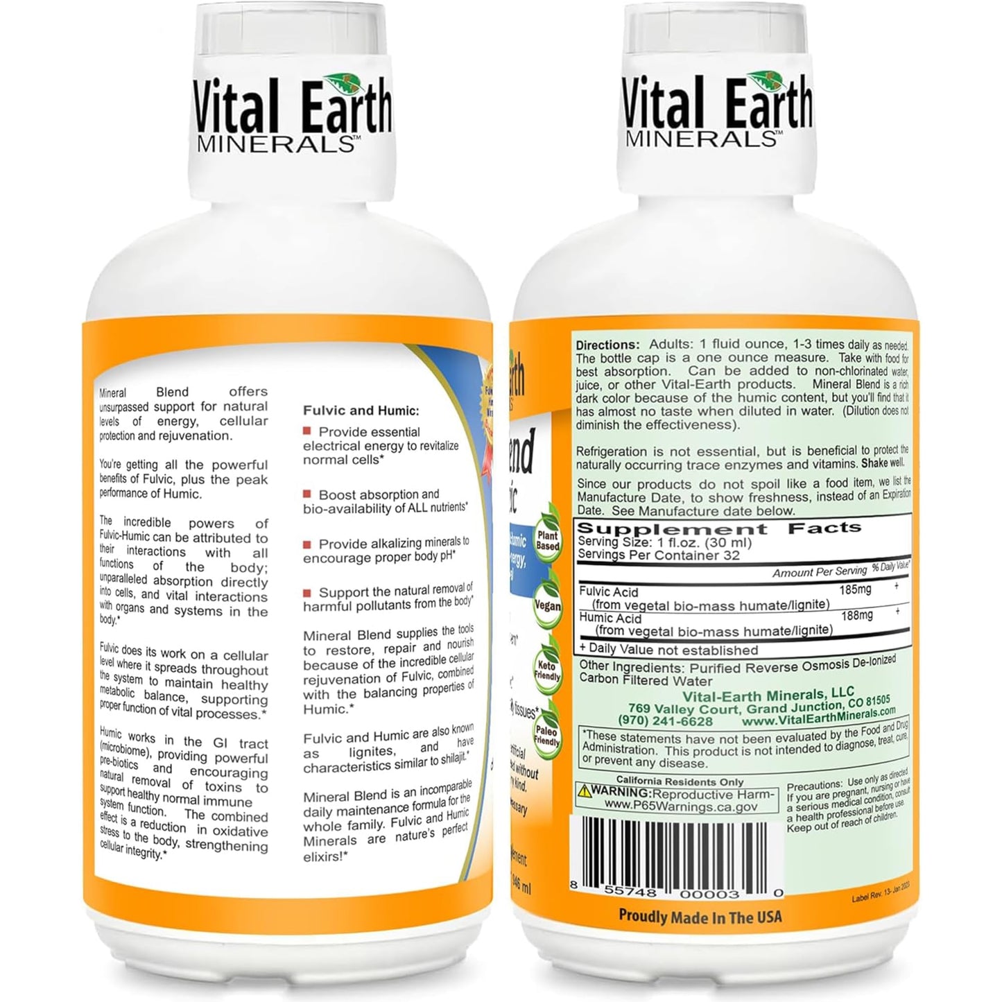 Vital Earth Minerals Detox & Wellness Support – Fulvic Humic Mineral Blend with 70+ Trace Minerals, Electrolytes, 32 Oz Bottle + 14 Single-Serve Packs Vital Earth Minerals