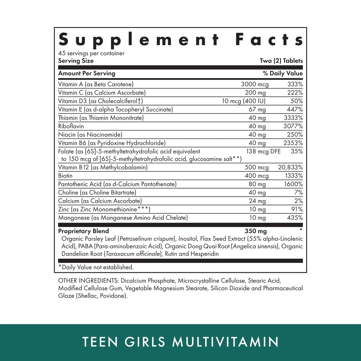 MICHAEL'S Health Naturopathic Programs Teen Girls Multivitamin - 90 Vegetarian Tablets - with B Complex Vitamins MICHAEL'S