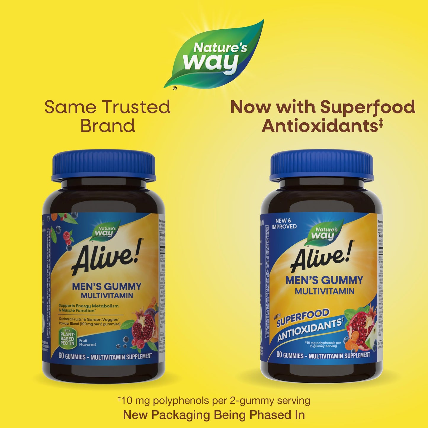 Nature's Way Alive! Men's Multivitamin Gummies, Supports Energy Metabolism*, Muscle Function*, Superfood Antioxidants(1) Nature's Way