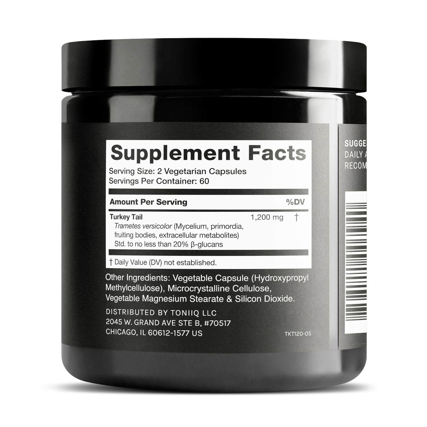Toniiq Turkey Tail Mushroom Capsules - Ultra High Potency with 20% Beta Glucans - Highly Concentrated - Third-Party Lab Tested - 120 Capsules Toniiq