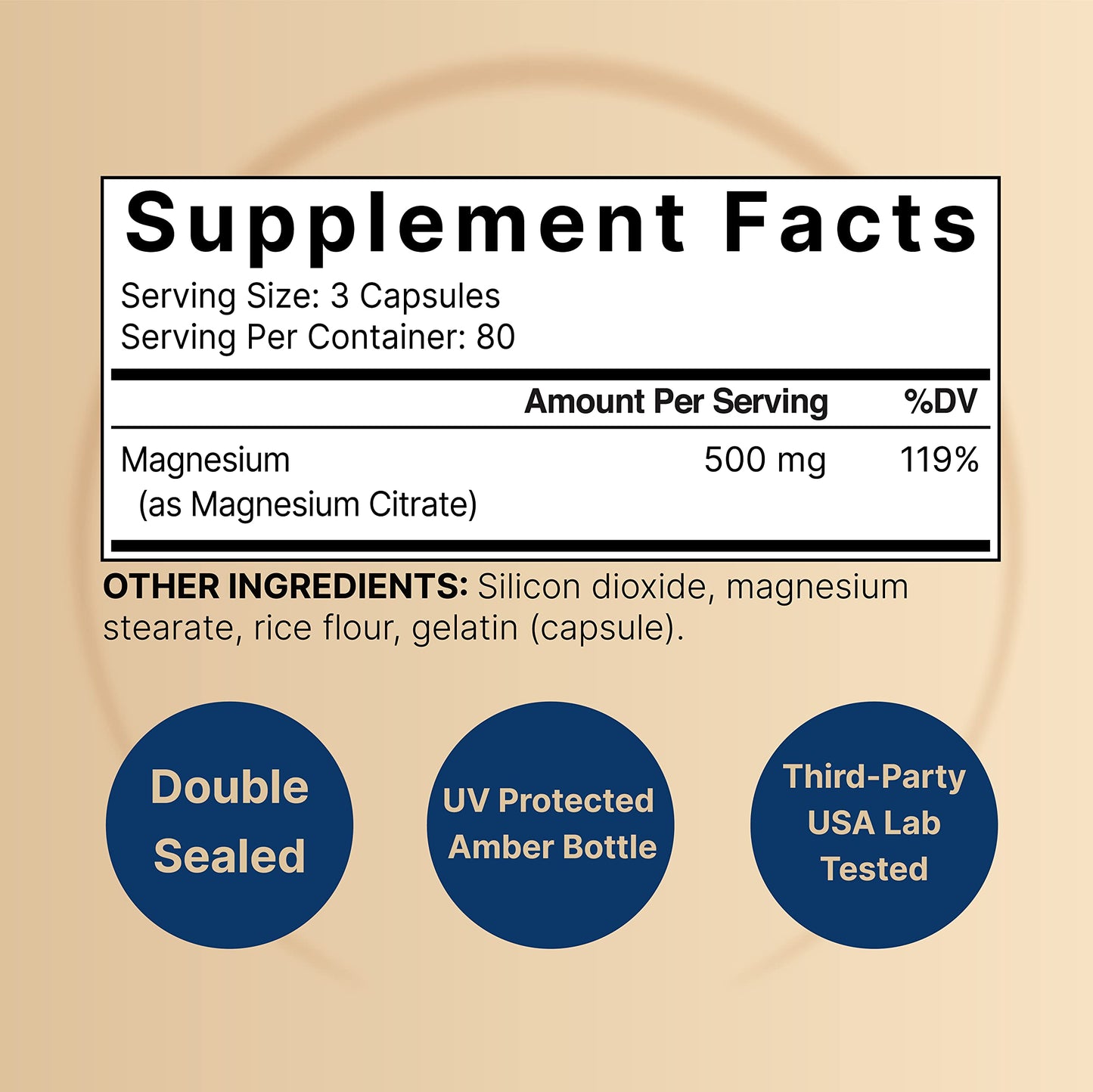 2 Pack Magnesium Citrate 500mg, 480 Capsules | High Purity Elemental Form NatureBell