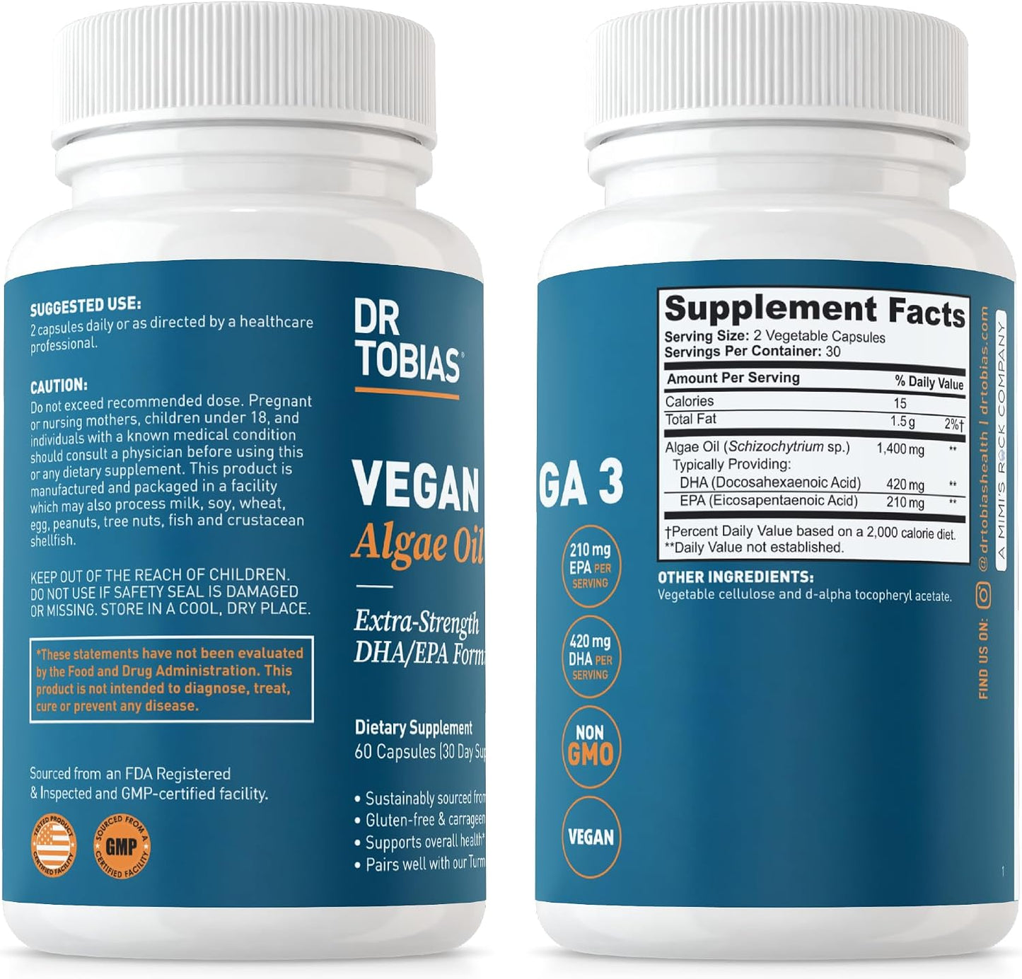 Dr. Tobias Vegan Omega 3 Algae Oil and Colon 14 Day Cleanse for Improved Digestion, Gut & Immune Support, and Overall Health Gsupps Australia