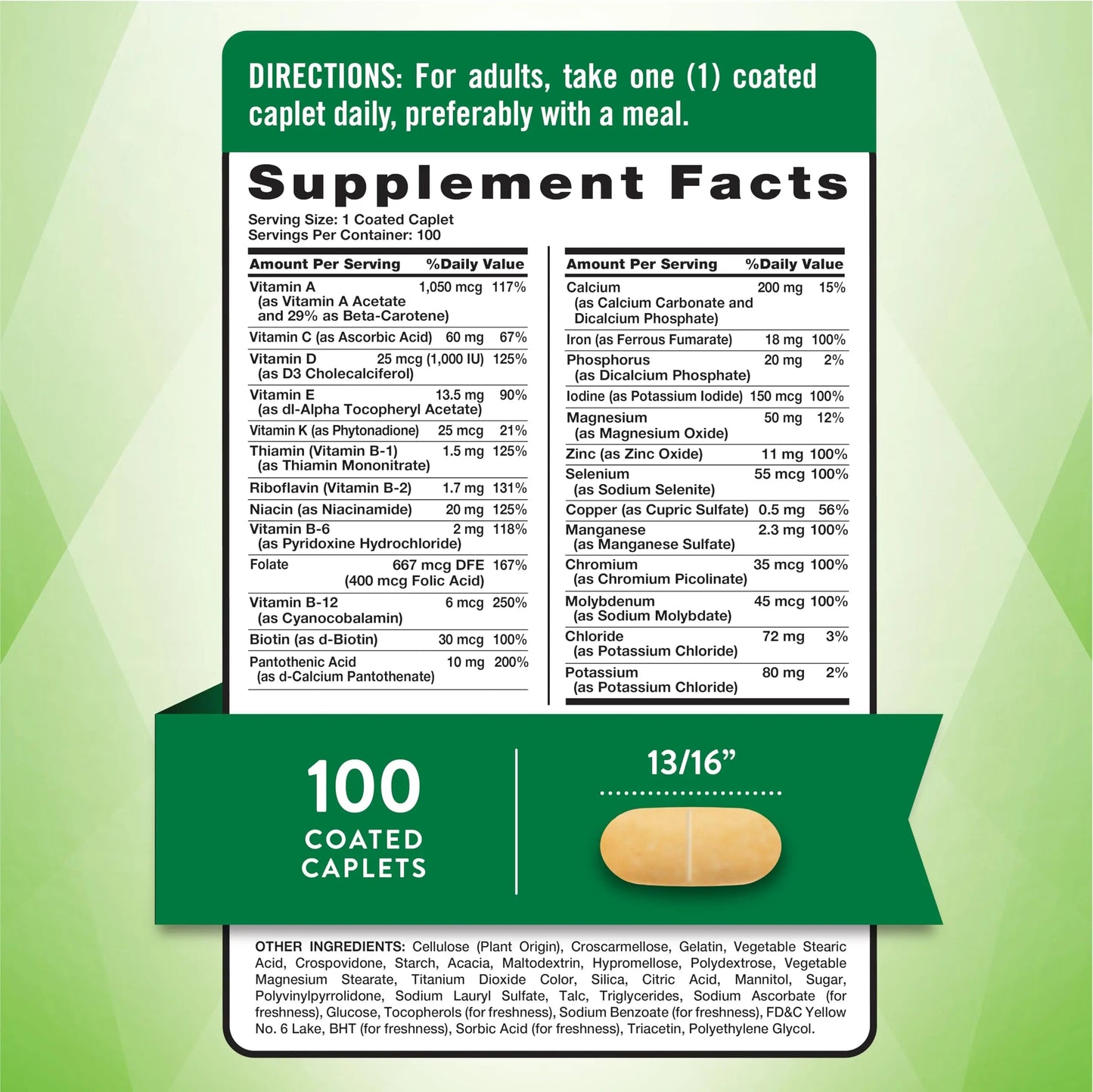 Nature's Truth Adult ABC Complete Multivitamin for Men and Women | 100 Caplets | Non-GMO & Gluten Free Nature's Truth