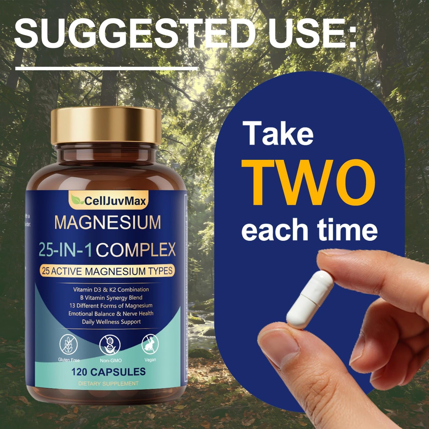 25-in-1 Magnesium Complex | Multi-Form Absorbable Blend for Daily Nutritional Support, 120 Vegan Caps (1) PBZPBZ