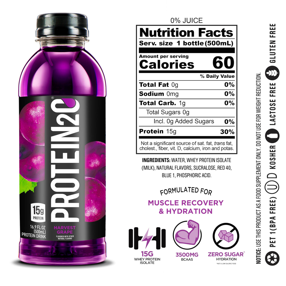 Protein2o 15g Whey Protein Isolate Infused Water, Ready To Drink, Sugar Free, Gluten Free Protein2o