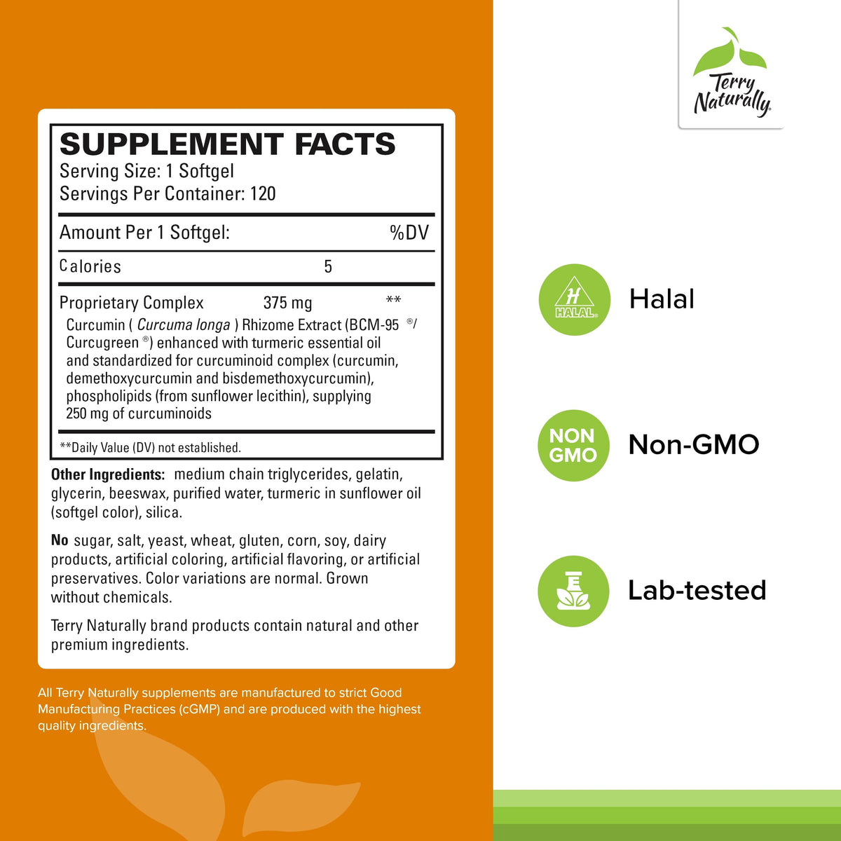 Terry Naturally CuraMed 375mg - Antioxidant Supplement for Brain & Immune Health Support - Dietary Supplement with Curcumin & Turmeric Essential Oil - Herbal Liver Support - 120 Softgels Terry Naturally
