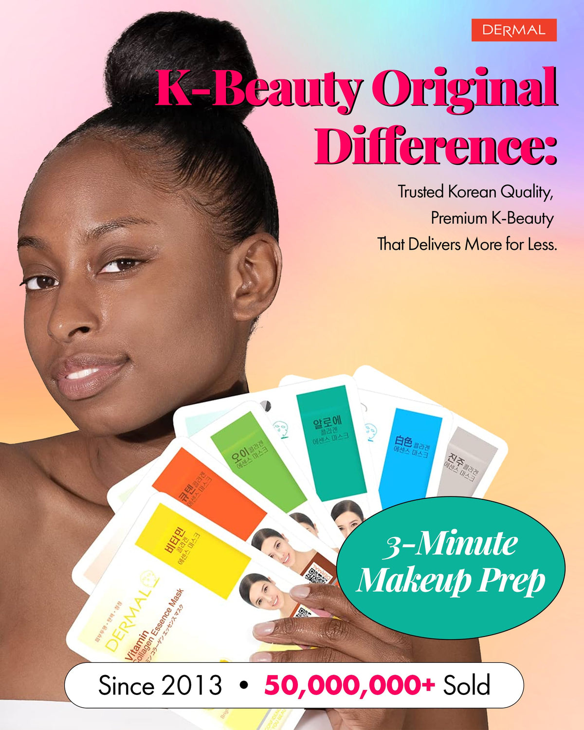 DERMAL 24 Combo Korean Essence Sheet Mask Variety Pack, Collagen & More DERMAL