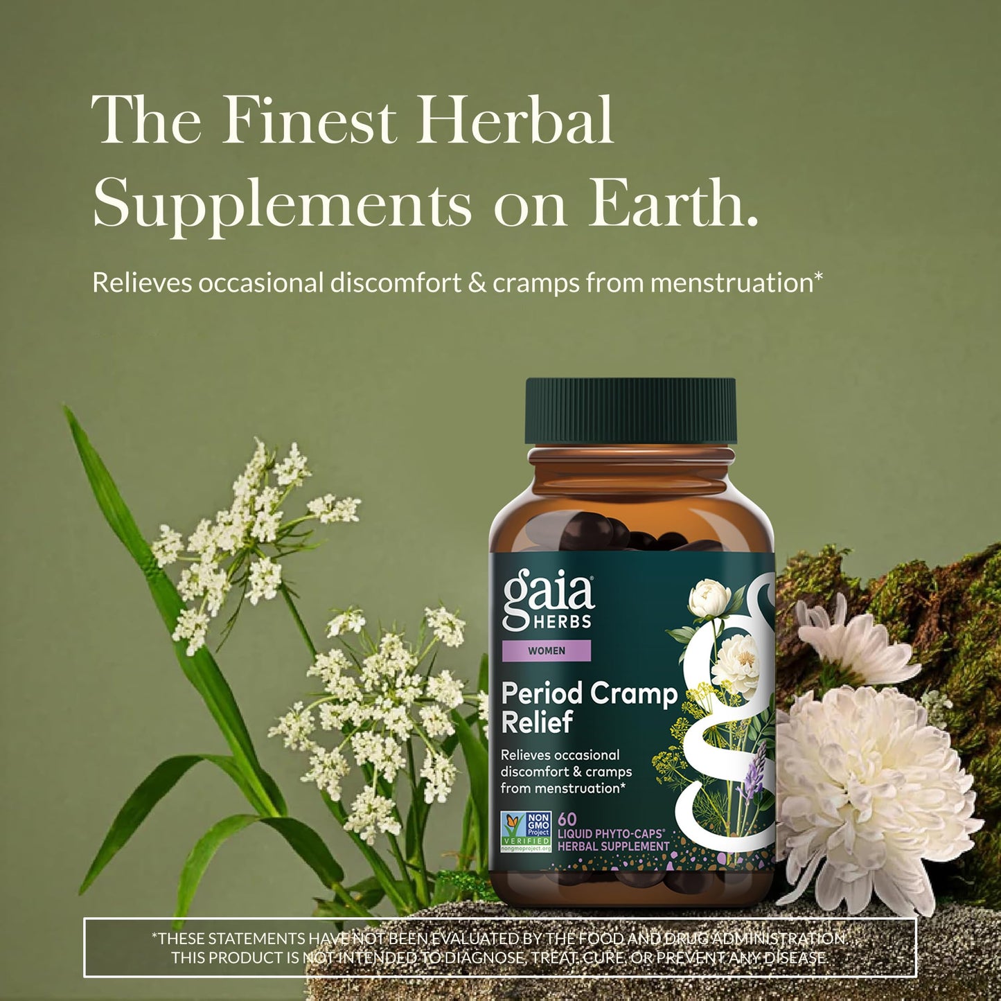 Gaia Herbs Cramp Relief - Herbal Supplement for Period Cramp Relief* - Made with Fennel Seed, Licorice Root & More - 60 Vegan Liquid Phyto-Caps (60 Servings) Gaia Herbs