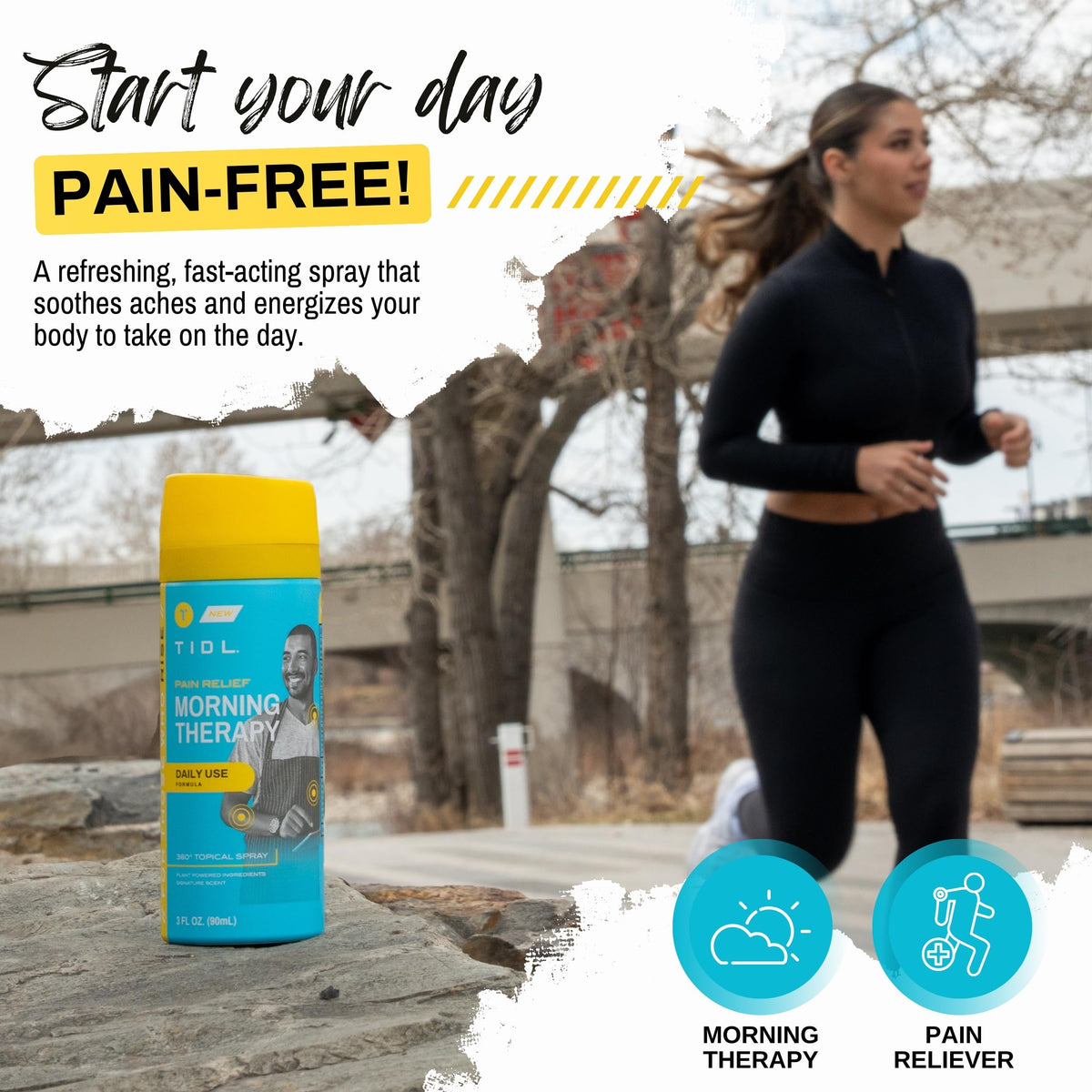 TIDL Pain Relief Spray, 3 Oz, Refreshing Morning Therapy for Muscle, Joint & Neck Pain Relief, Energizing, Plant-Based Menthol & Camphor Pain Reliever, Quick Drying Formula TIDL