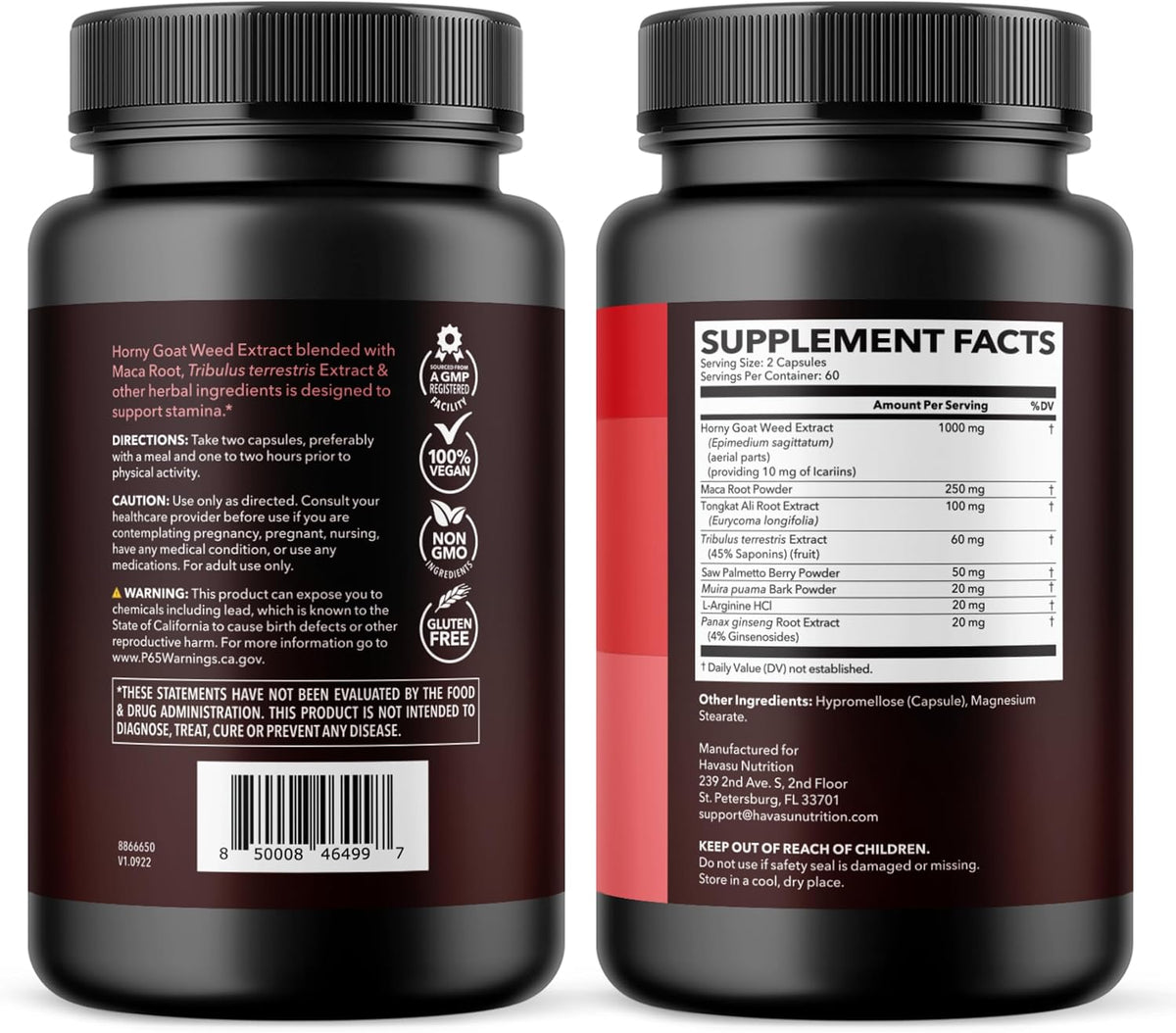 Horny Goat Weed with Maca, Tongkat Ali and Saw Palmetto, 60 Servings | Vegan, Non-GMO, Gluten free Horny Goat Weed Capsules for Men & Women, Extra Strength Performance, 120 Count, 2 Month Supply Gsupps Australia