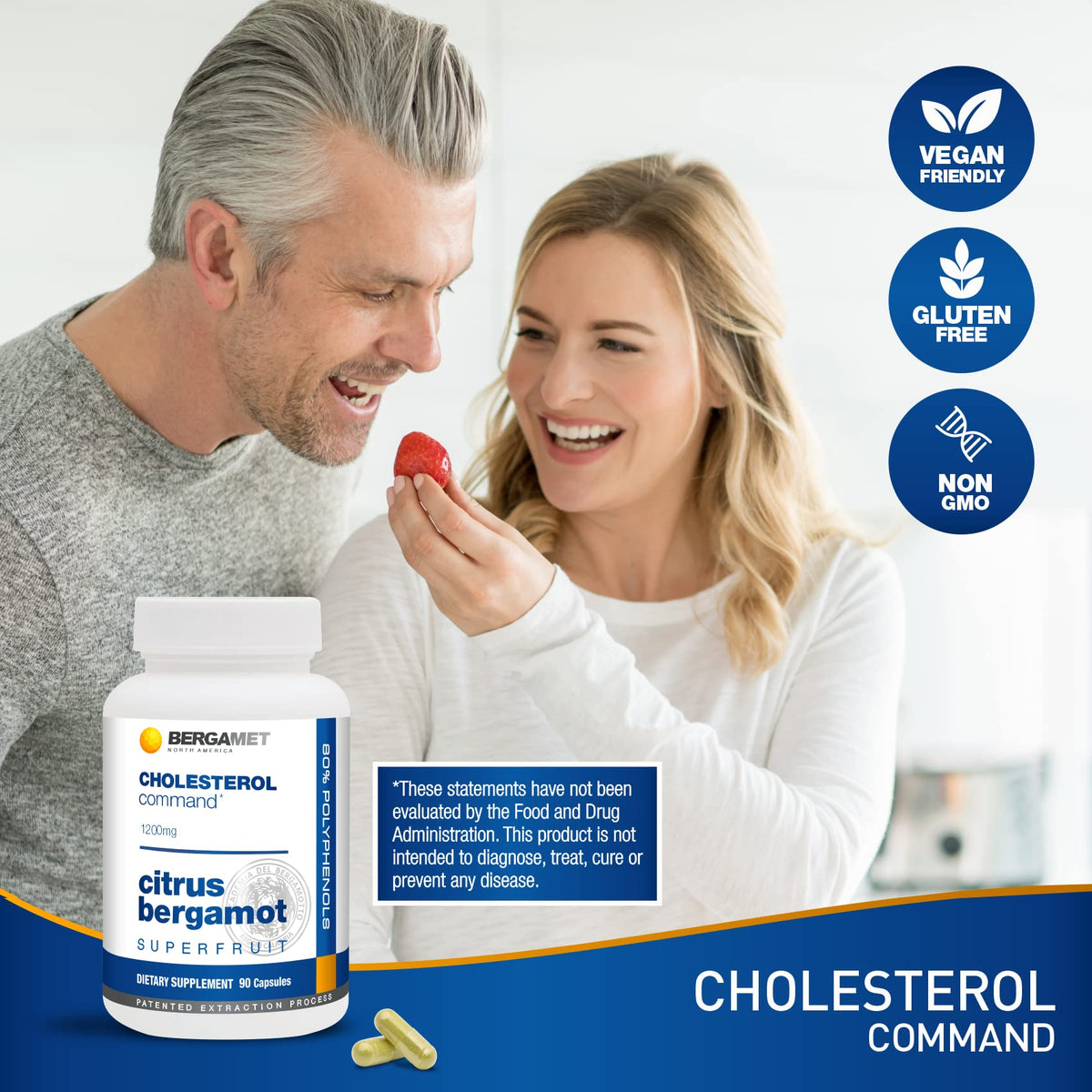 Cholesterol Command, Citrus Bergamot SuperFruit Supplement, 47% Bergamot Polyphenol Fraction (BPF) Patented Formula, BergaMet