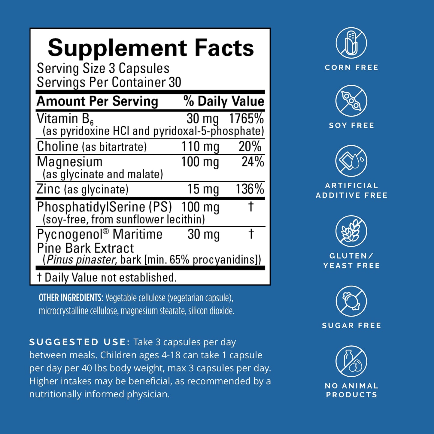 BRAINMD Dr Amen Attention Support - 90 Capsules - Promotes Mental Focus & Impulse Control - Gluten Free - 30 Servings BRAINMD