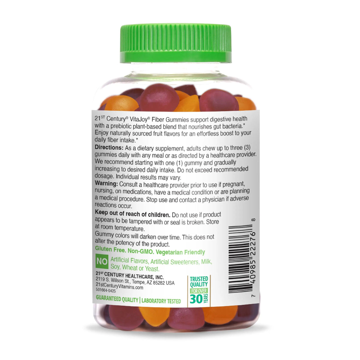 21st Century VitaJoy Fiber Gummies (Fruit Flavored, 90 Count), 5 g Fiber Per Serving for Digestive Support, Pectin-Based Prebiotic Gummies, Non-GMO, Vegan, Gluten Free, 21st Century