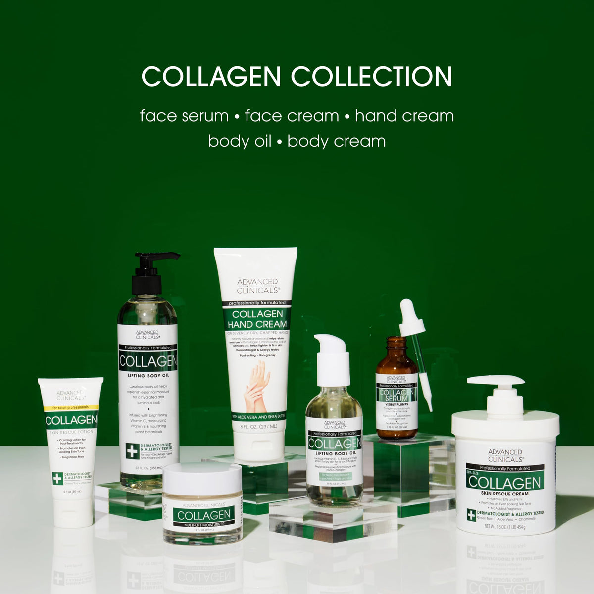 Advanced Clinicals Collagen Cream Body Lotion & Face Moisturizer W/Vitamin E | Skincare Moisturizing Collagen Lotion For Women, Men, Hand, & Neck Improves Look Of Crepey Skin & Uneven Dry Skin, 2pc Advanced Clinicals