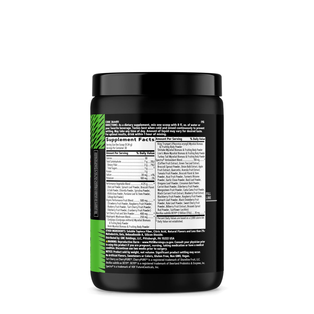 GNC AMP Amplified Greens Superfoods Performance Blend - Vegan Athlete Superfood Drink - Blueberry Pomegranate - 9.9 Oz (30 Servings) GNC