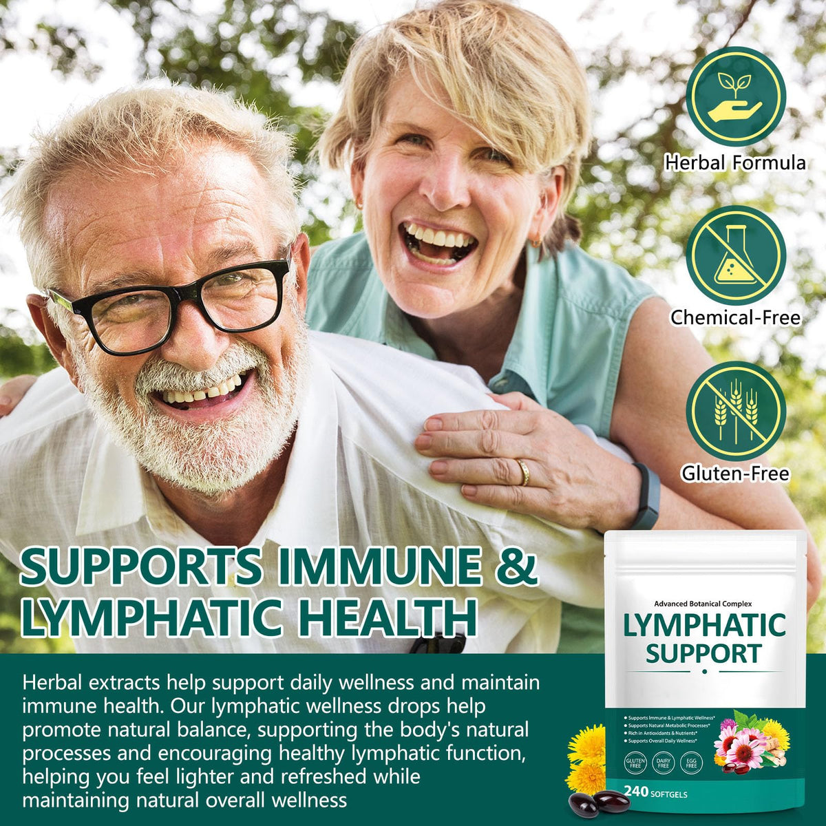 Alstaky Lymphatic Drainage Supplement - 240 Softgels, with Echinacea, Dandelion, and Burdock, Promotes Healthy Circulation & Fluid Balance, Lymph System Support Supplement for Women & Men Alstaky