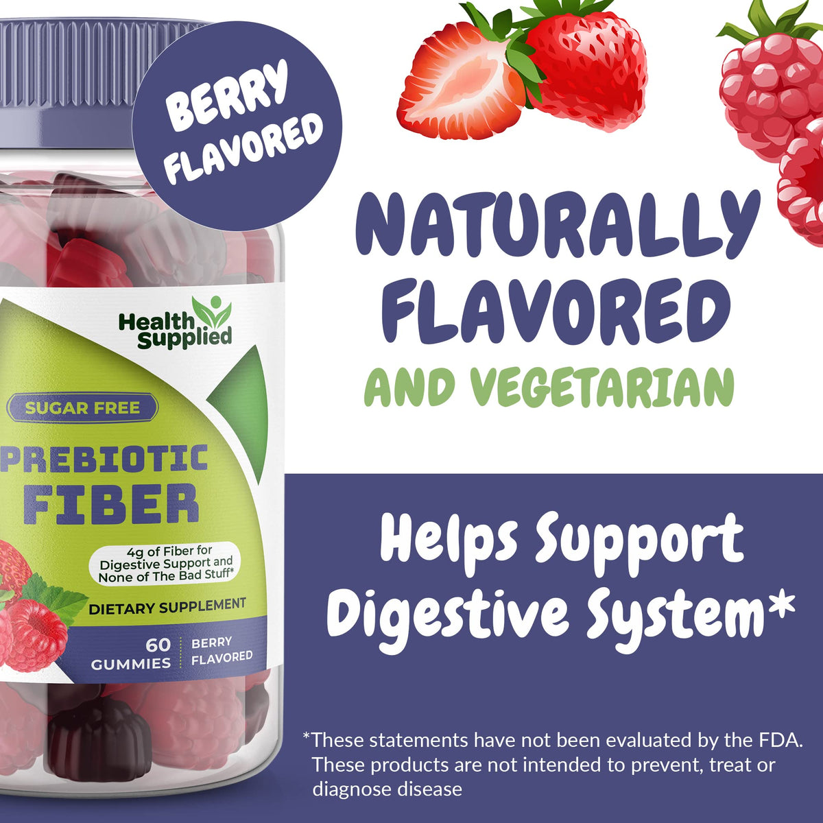 Fiber Prebiotic Gummies Sugar Free, Keto Friendly | Gut Cleansing, Digestive Health Regularity Health Supplied