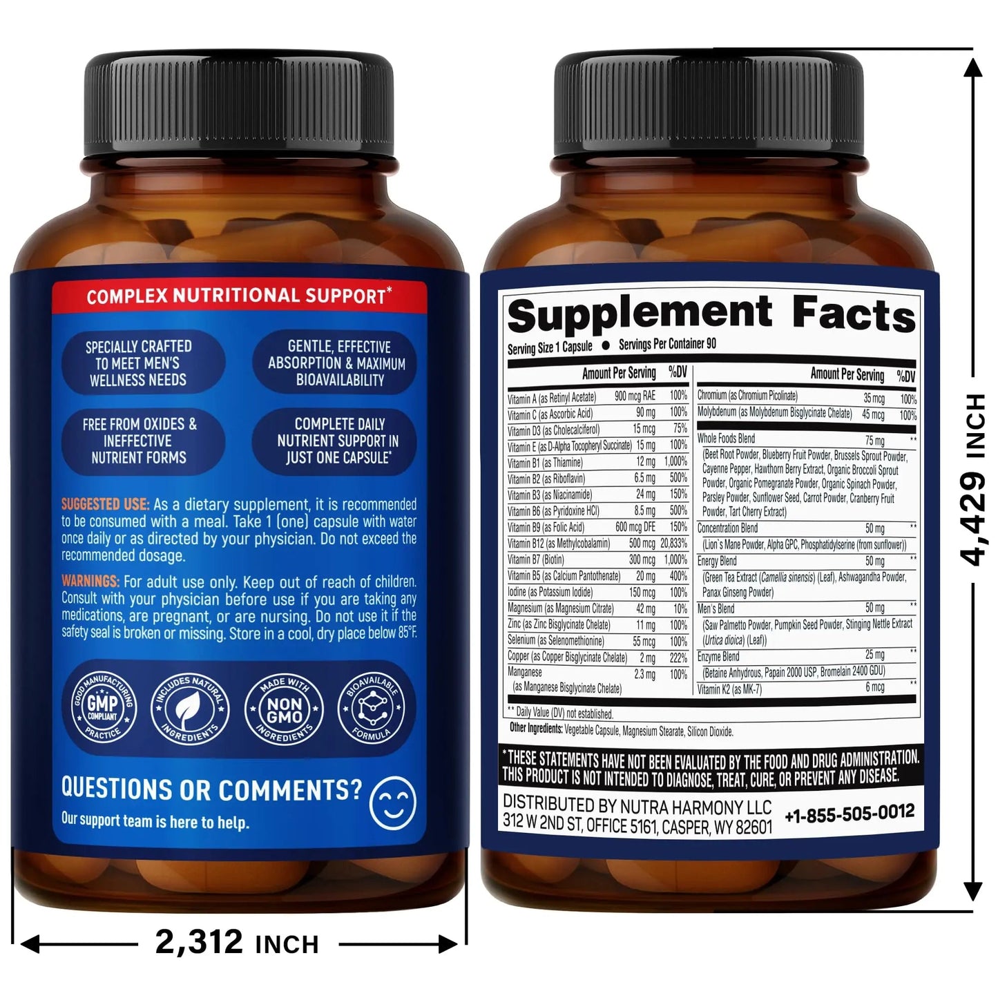 NUTRAHARMONY Multivitamins for Men & Magnesium Glycinate Capsules NUTRAHARMONY
