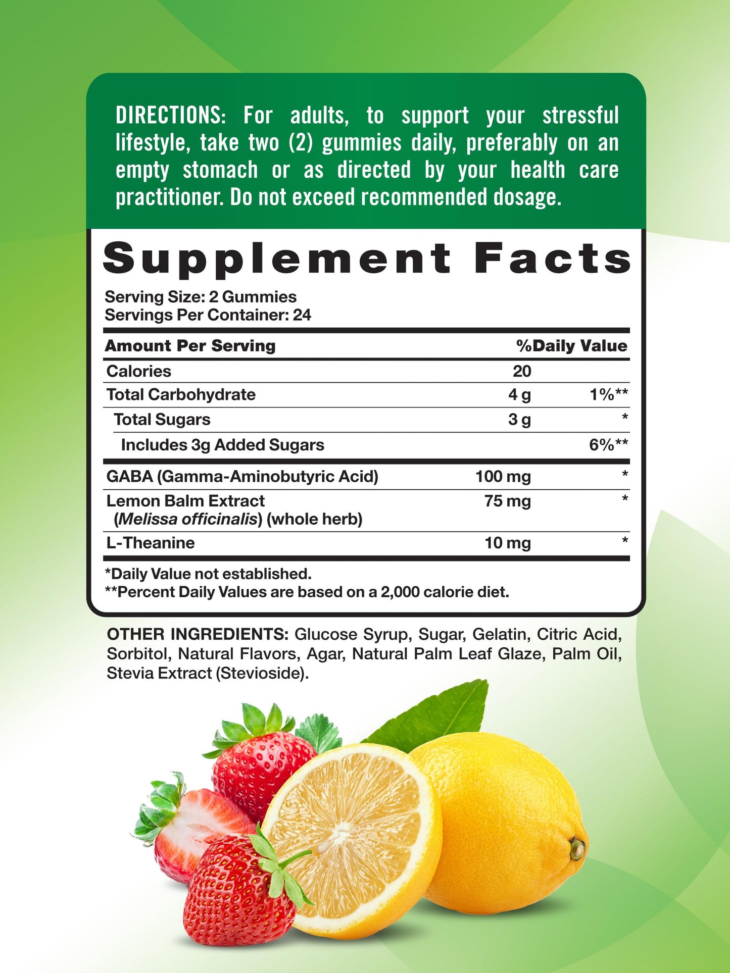 Nature's Truth Stress Relief Gummies for Adults | with Gaba, L Theanine, and Lemon Balm | Lemon Strawberry Flavor | Non-GMO & Gluten Free Supplement Nature's Truth