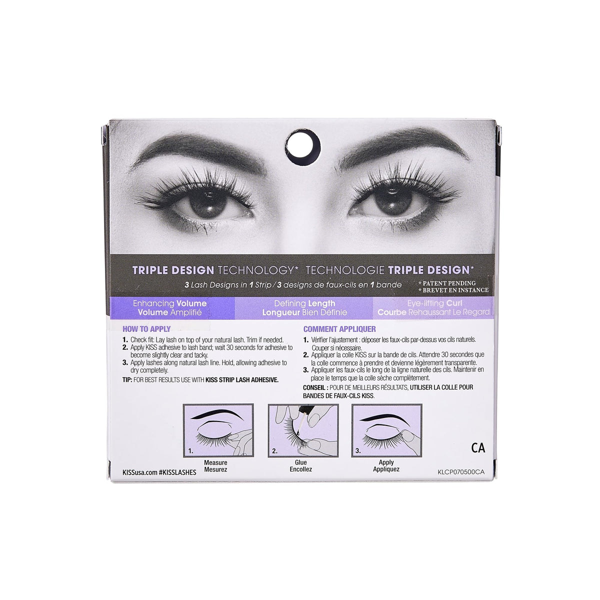 Kiss Lash Couture False Eyelashes, Triple Push-Up Teddy, 1 Pair, 12mm 3D Volume Strip Lashes, Fluffy, Dramatic Effect, Cushioned Flexi-Band, Eye-Lifting Curl & Multi Angles KISS