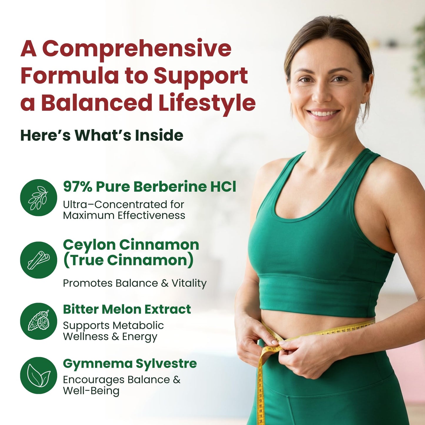 ForestLeaf Berberine Supplement - 1300mg per Serving - Ultra High Potency Berberine HCl with Ceylon Cinnamon, Bitter Melon & Gymnema ForestLeaf