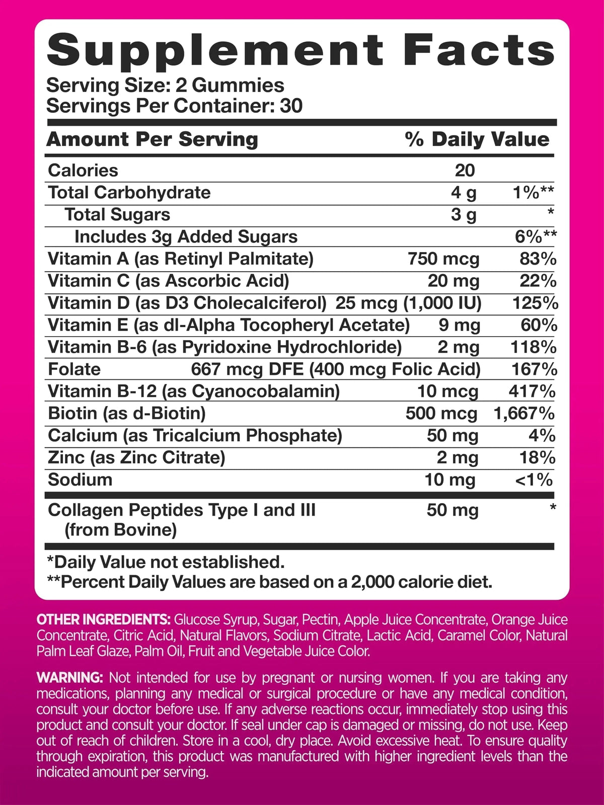 PINK Multivitamin Gummies for Women | Non-GMO & Gluten Free | Plus Collagen & Biotin | Mixed Berry Flavor PINK
