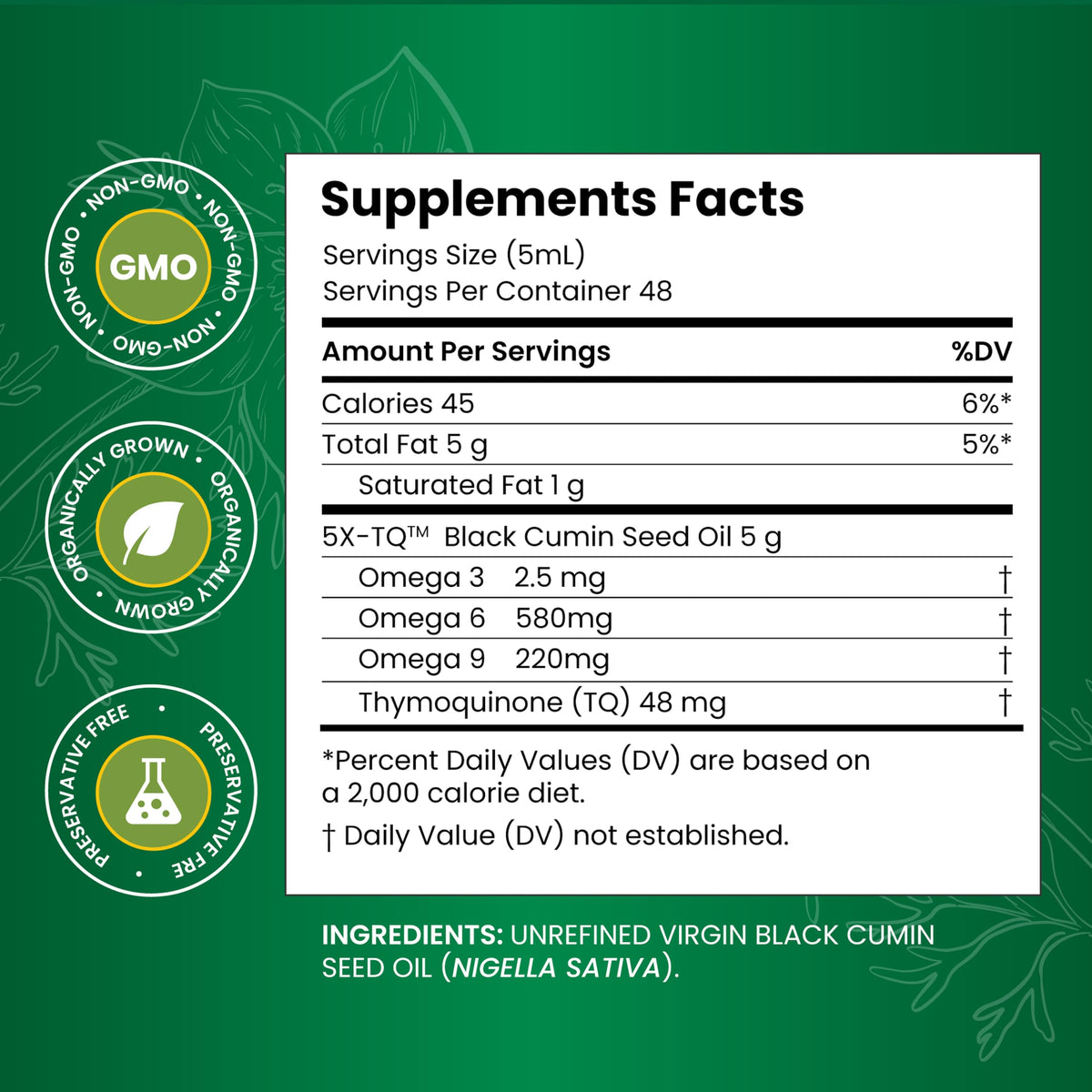 Amazing Herbs Premium Liquid Black Seed Oil - Cold Pressed with Nigella & Sativa, Aids in Digestive Health, Omegas 3 6 & 9, Immune Support, Brain Function Amazing Herbs
