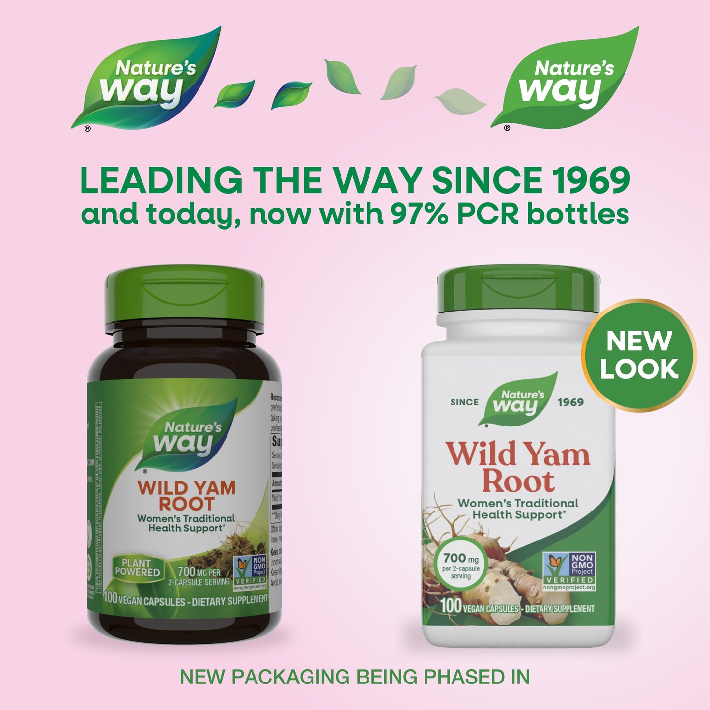 Nature's Way Wild Yam Root Capsules, Women's Traditional Health Support*, 700 mg per 2-Capsule Serving, Non-GMO Project Verified, 100 Vegan Capsules (Packaging May Vary) Nature's Way